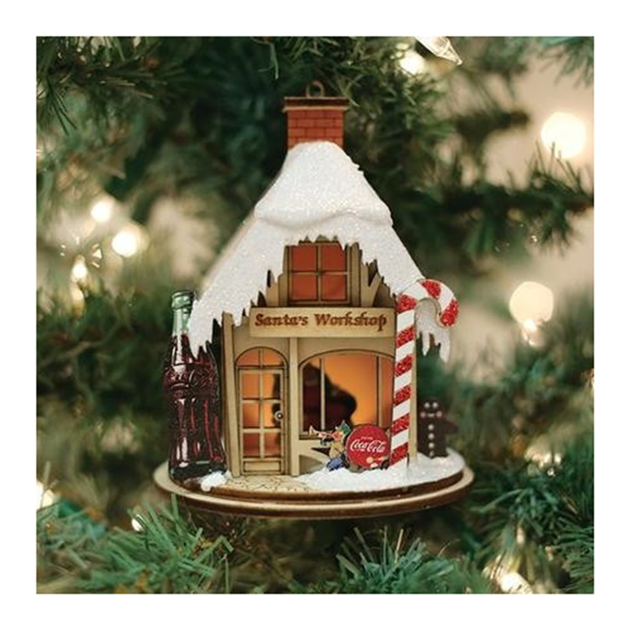 Old World Christmas Ginger Cottage Wooden Ornament for Christmas Tree, Santa's Workshop
