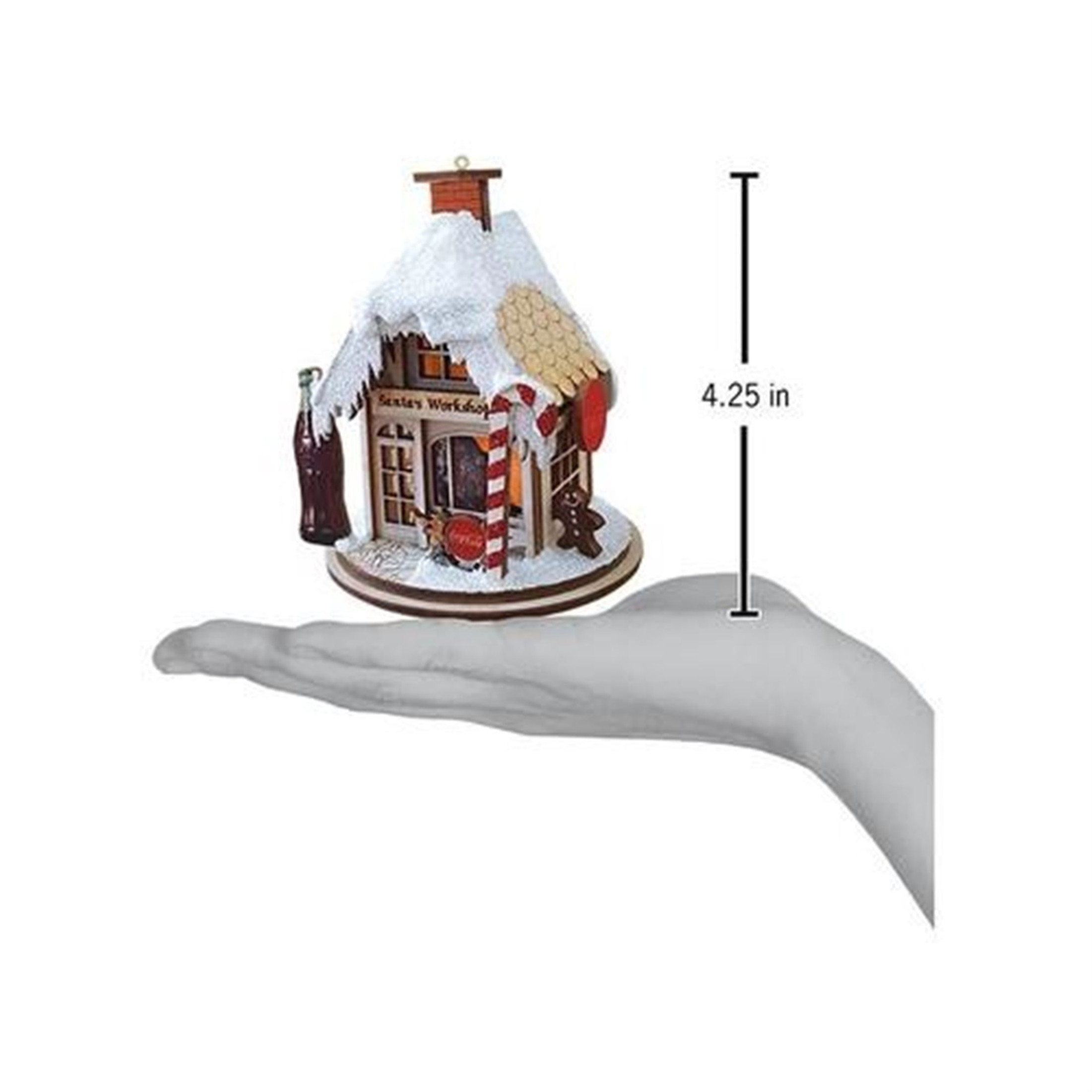 Old World Christmas Ginger Cottage Wooden Ornament for Christmas Tree, Santa's Workshop