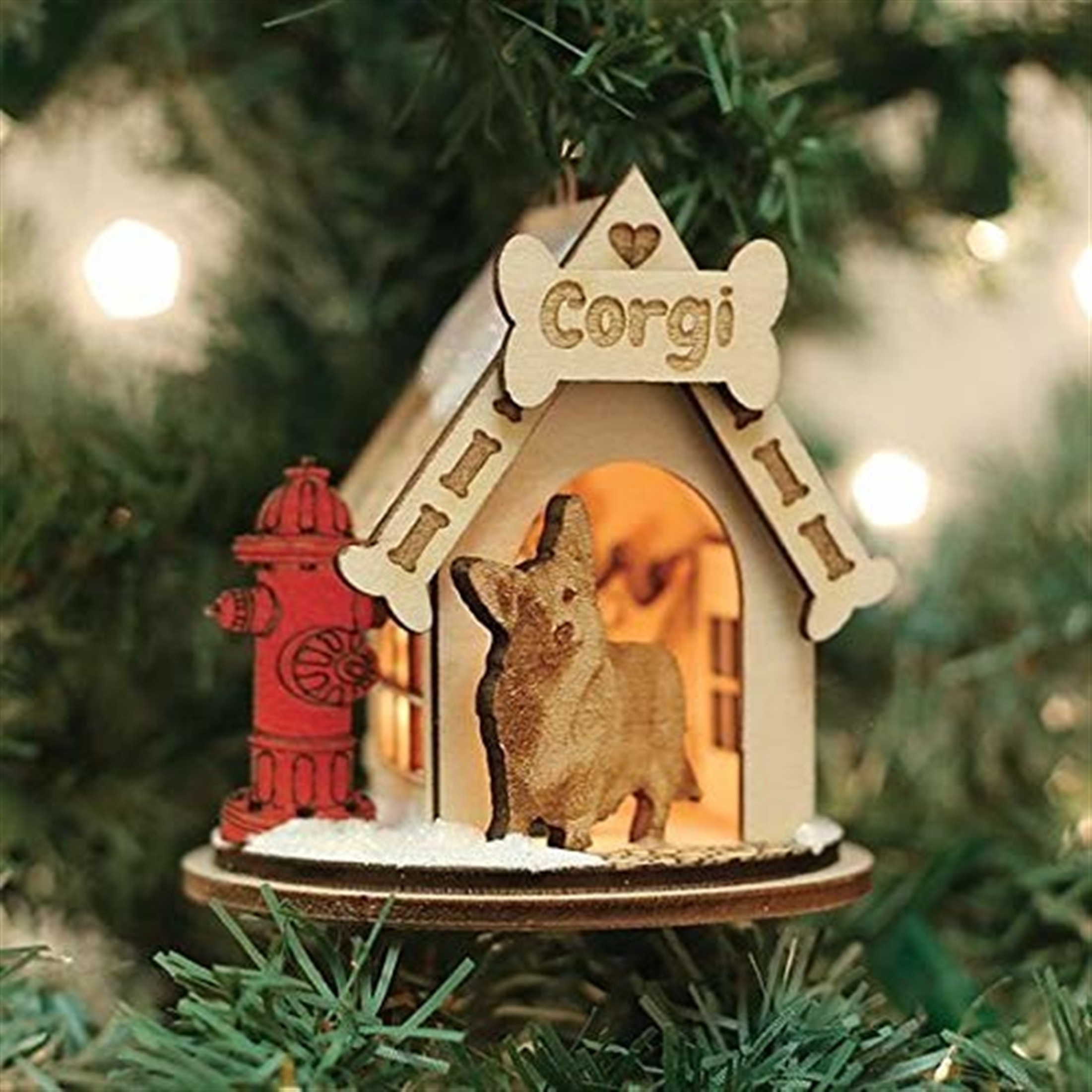 Ginger Cottages K9 Doghouse Corgi Ornament, Multi