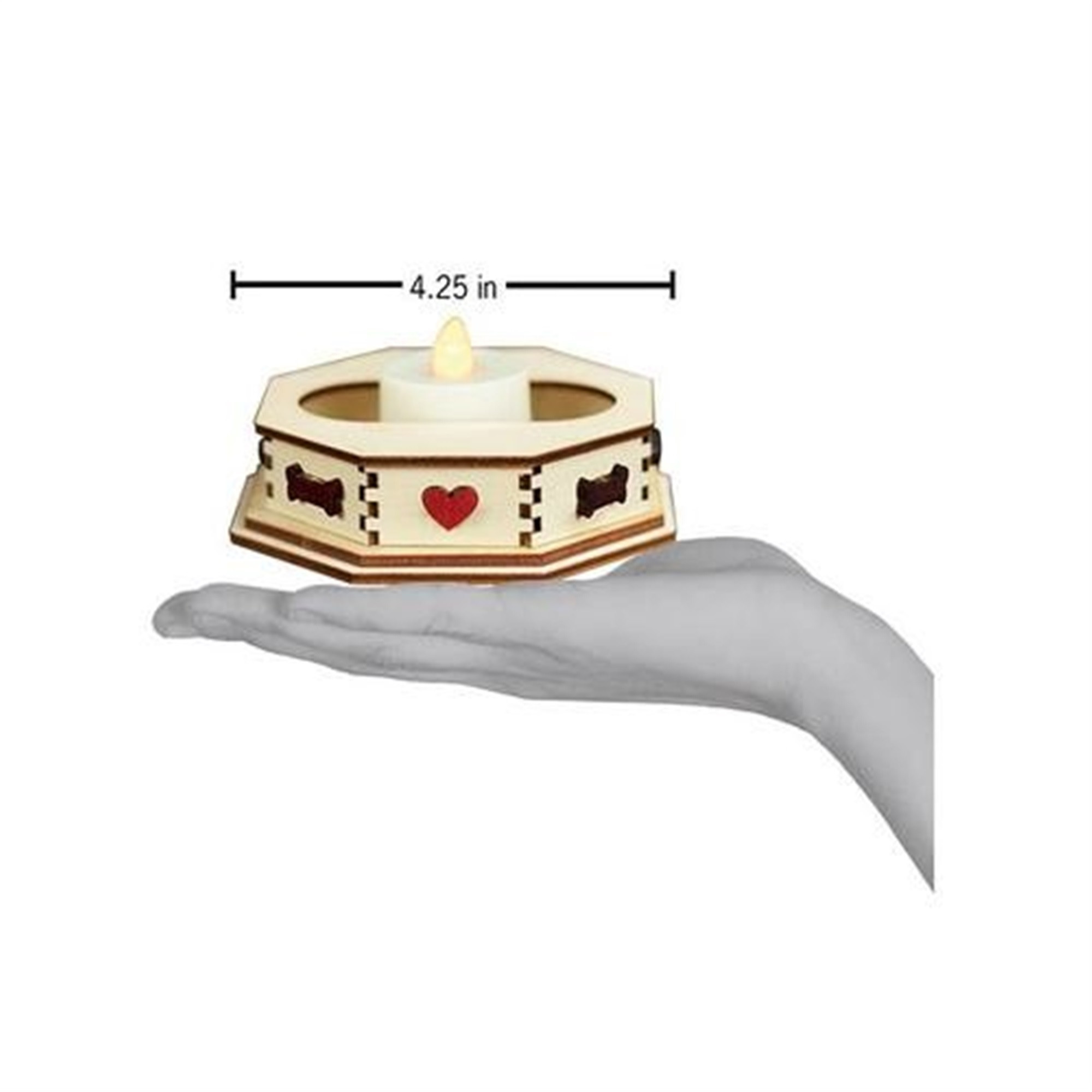 Old World Christmas Wooden Ginger Cottage Battery-Operated Tealight Display, Bone, Small, 4.25"