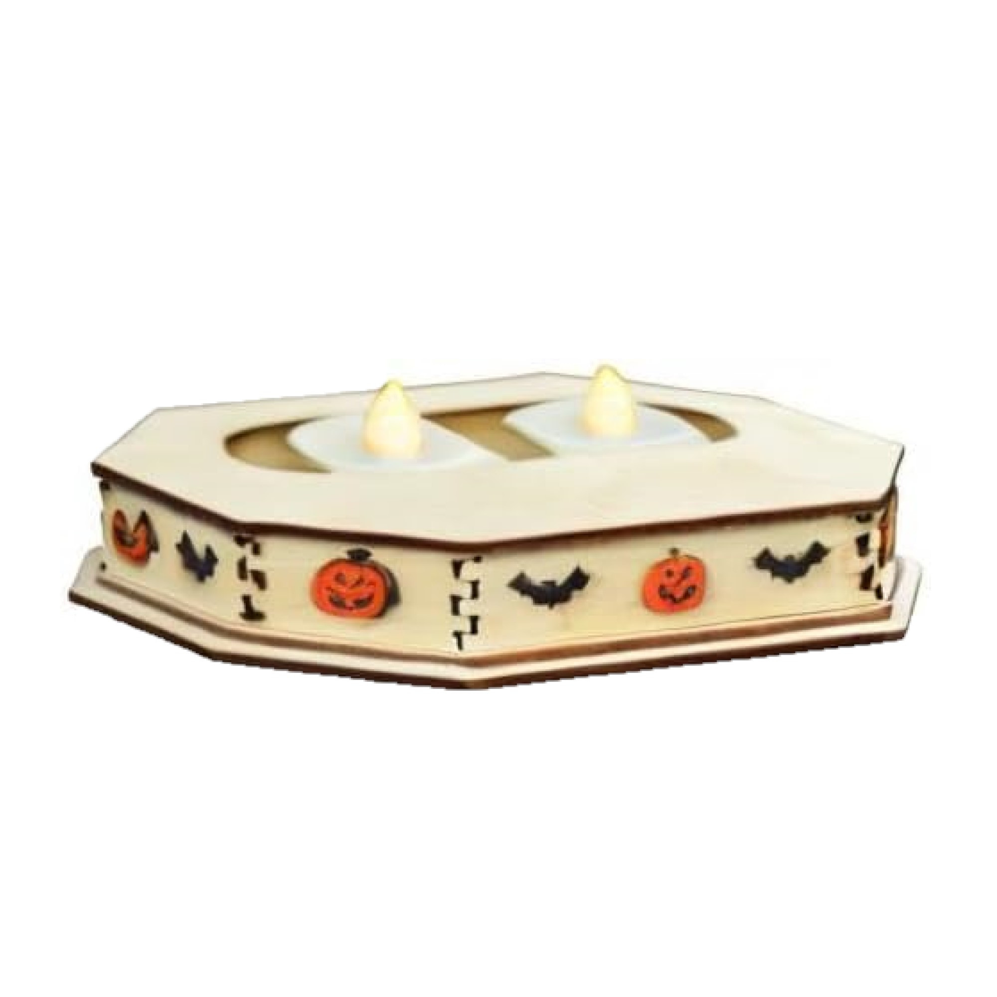 Old World Christmas Wooden Ginger Cottages Spooky Tealight Display, Large