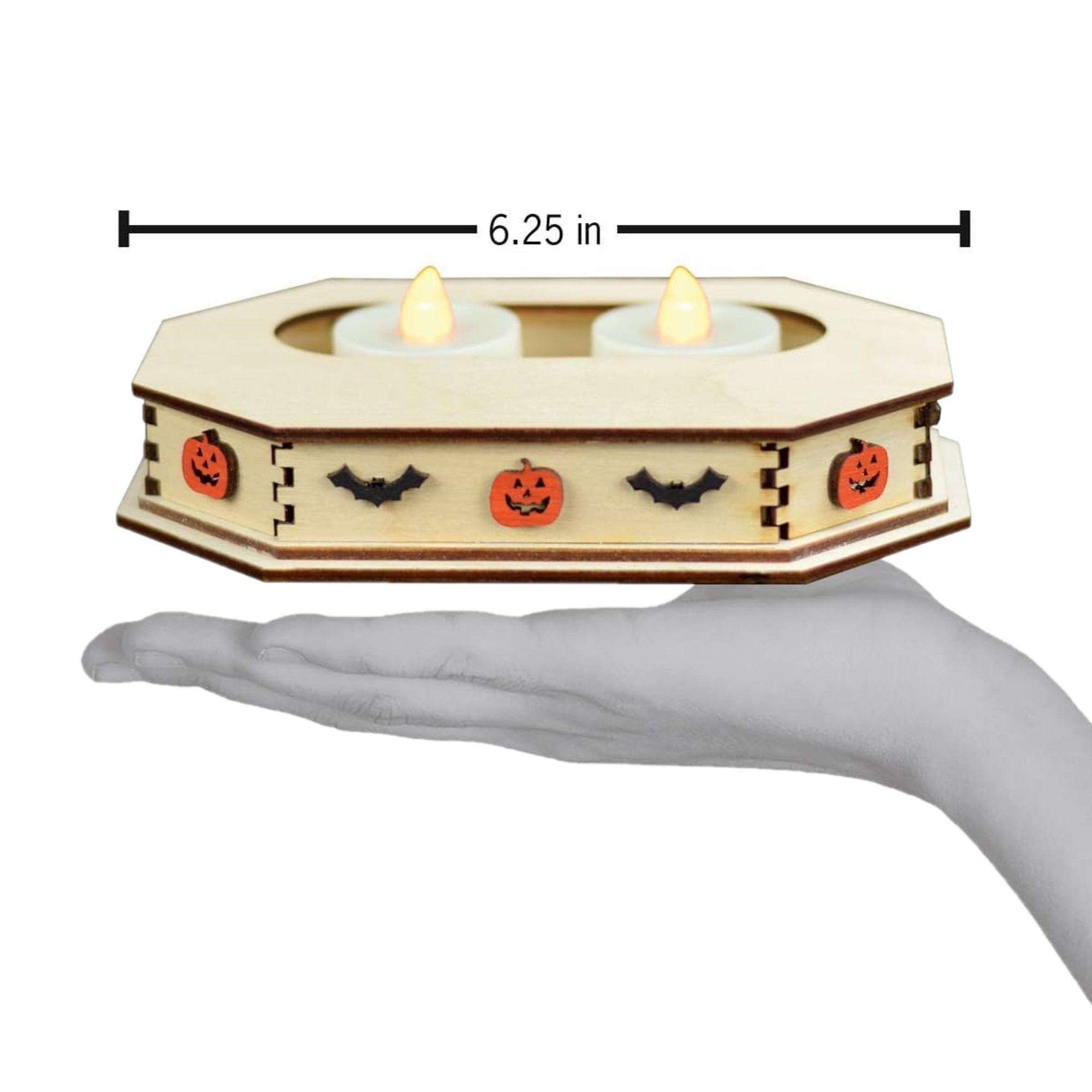 Old World Christmas Wooden Ginger Cottages Spooky Tealight Display, Large