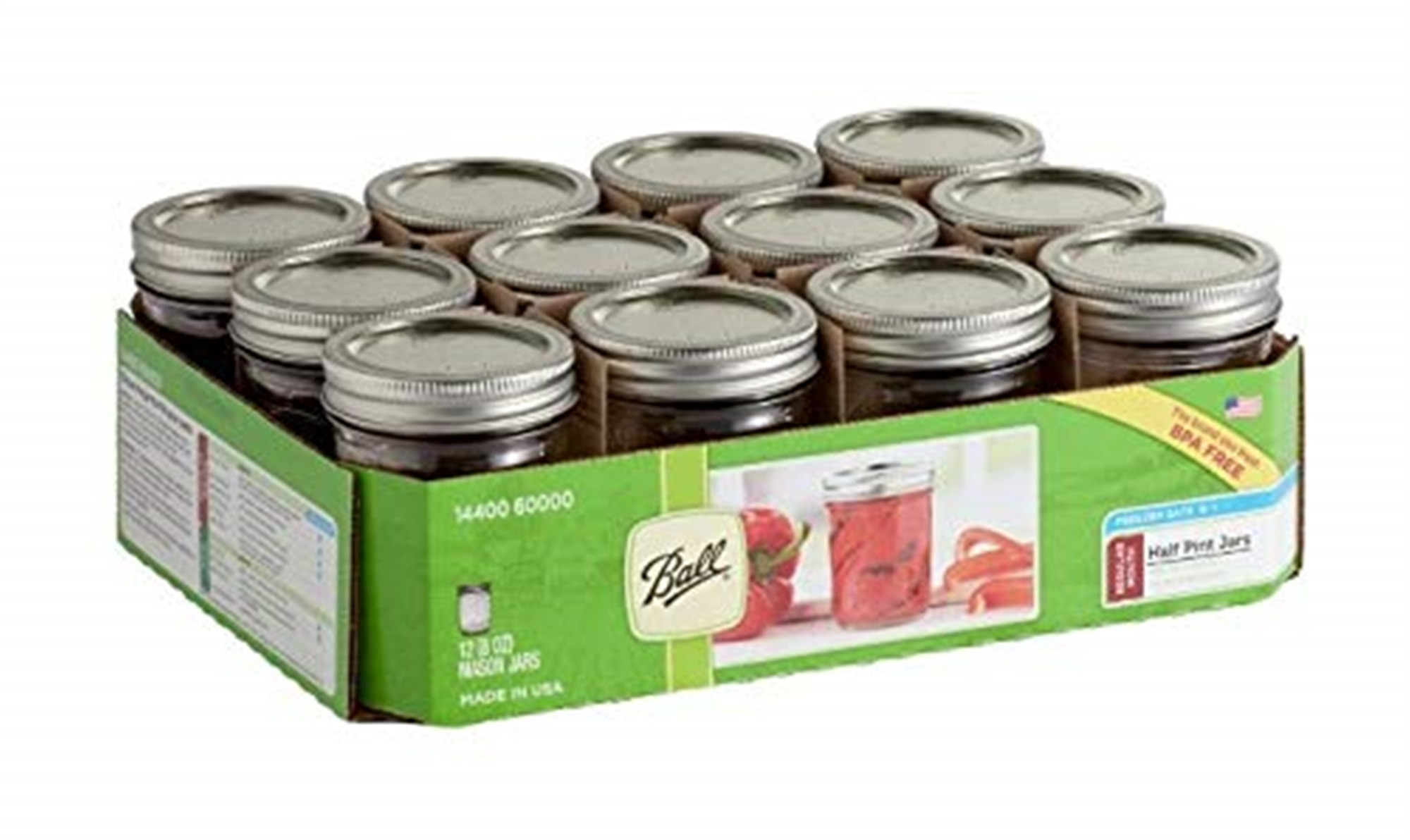 Ball Half-Pint Regular Mouth Glass Canning Jars (Pack of 12)