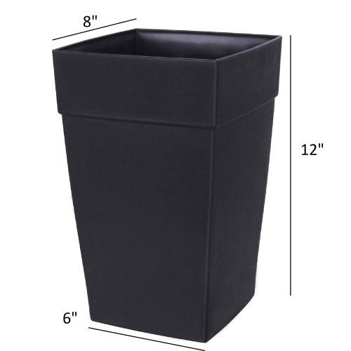 DCN Harmony Square Indoor/Outdoor Self-Watering Tall Patio Planter — Black, 8″ x 12"