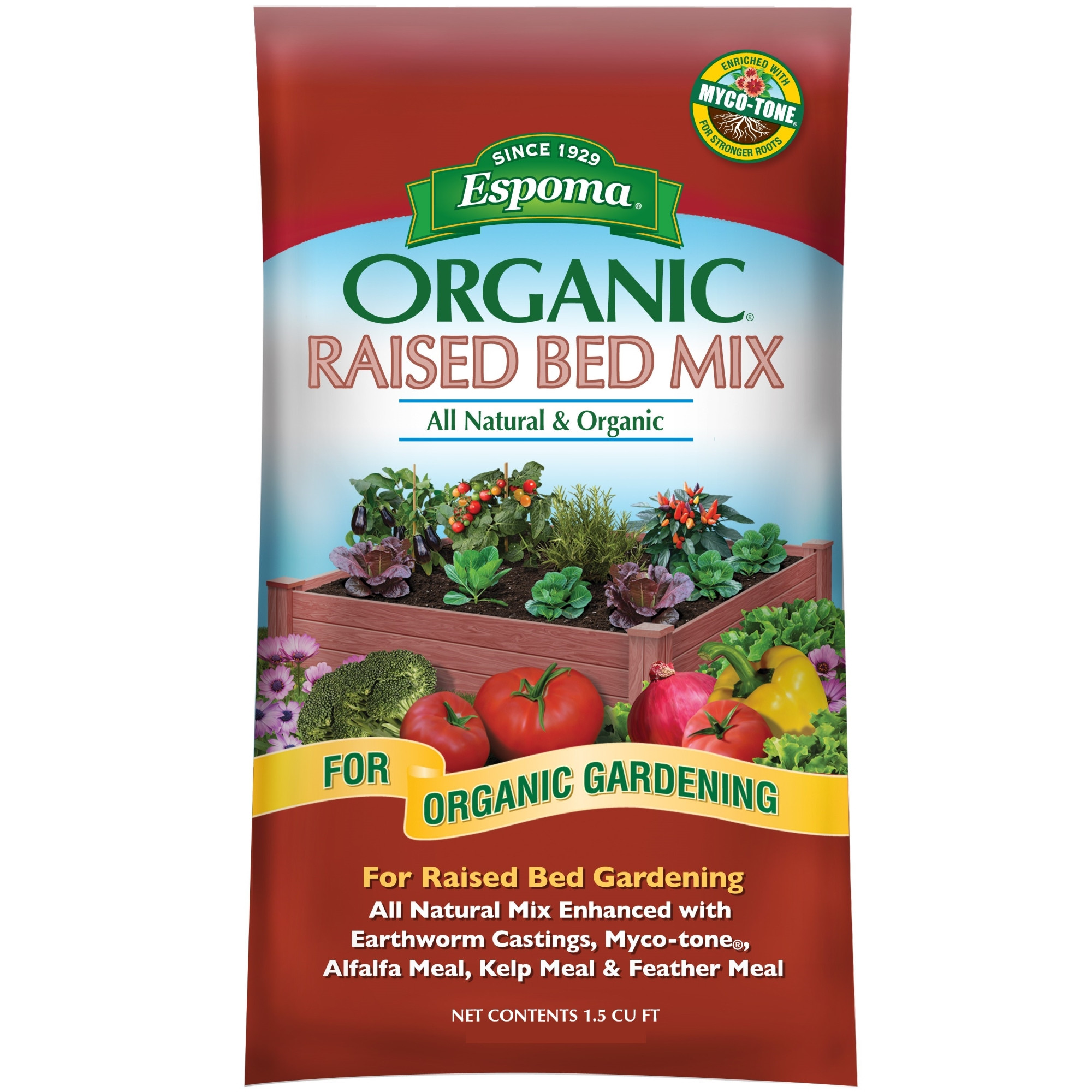 Espoma Organic Raised Bed Mix Potting Soil Mix for Raised Garden Beds, 1.5 cu ft
