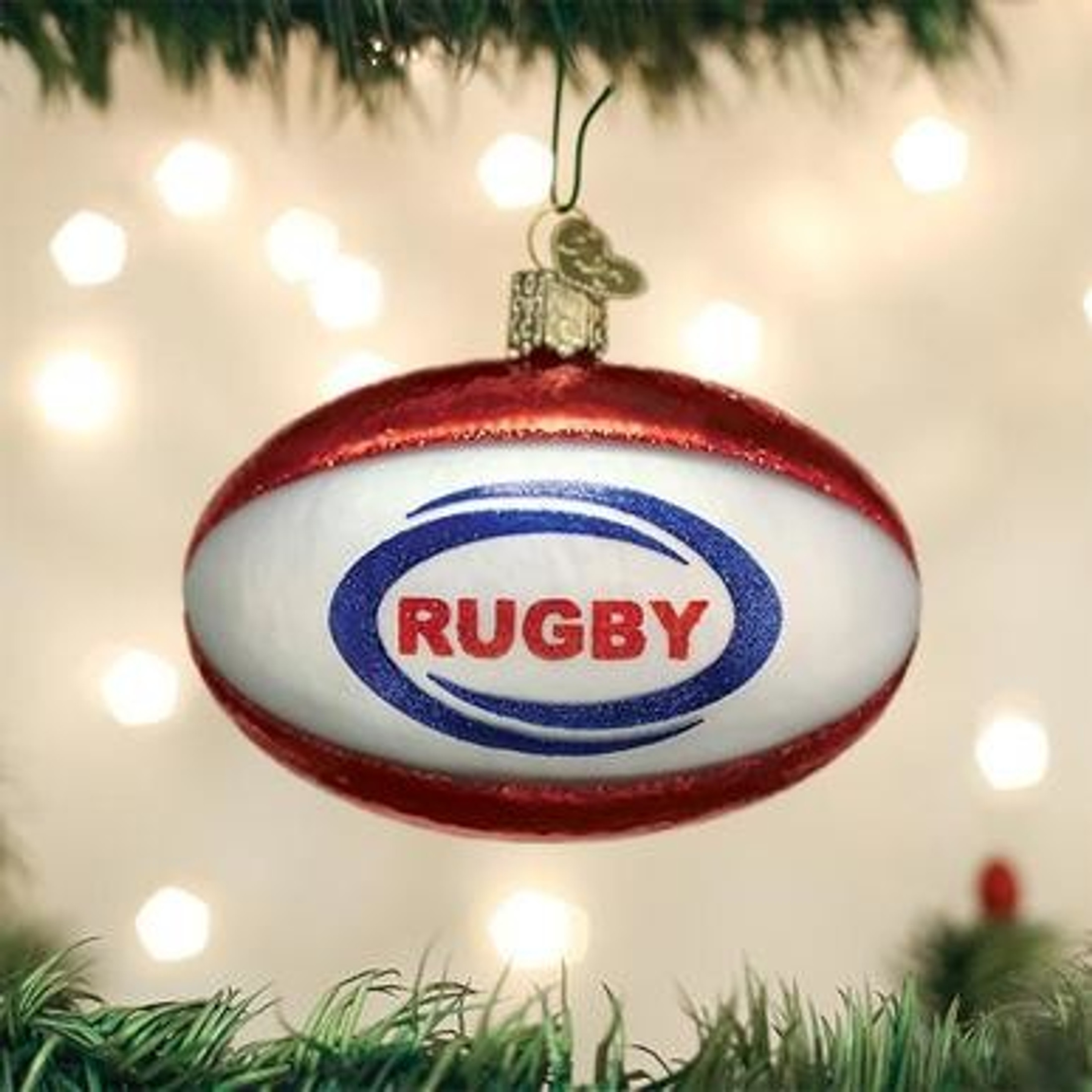 Old World Christmas Hanging Tree Ornament, Rugby Ball
