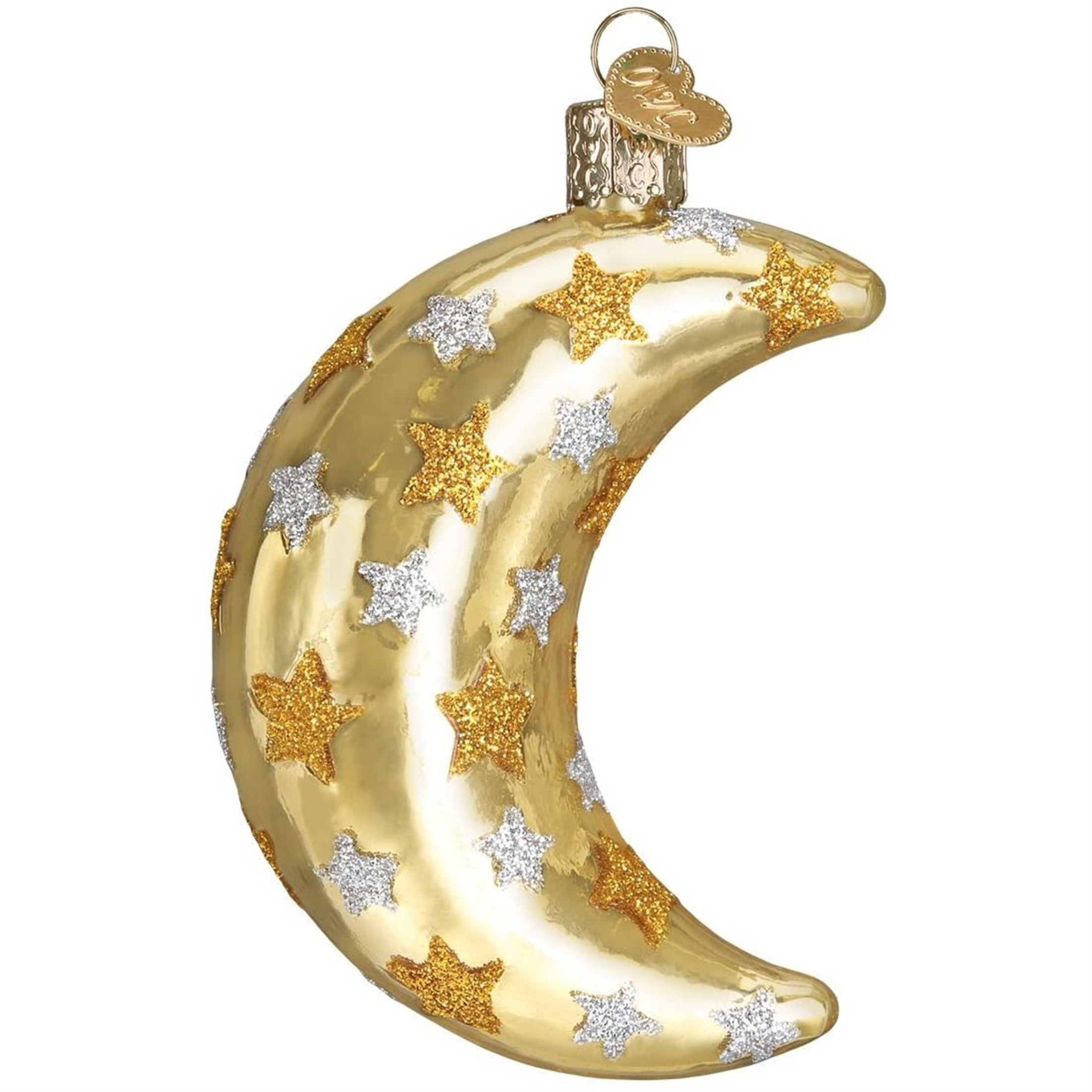 Old World Christmas Glass Blown Ornament, Celestial Moon (With OWC Gift Box)