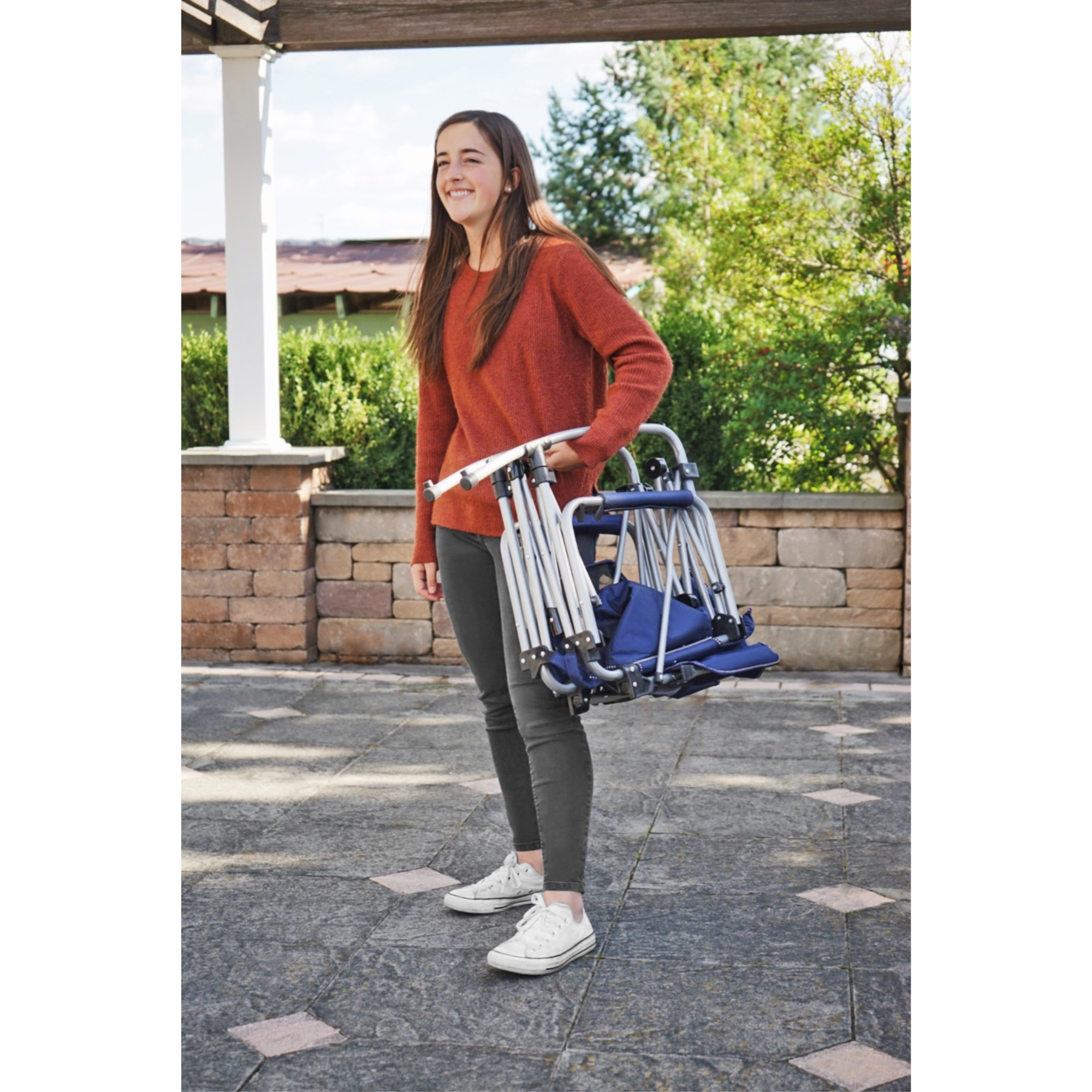 Zenithen Limited Navy/Grey Rocking Director Folding Chair with Side Table
