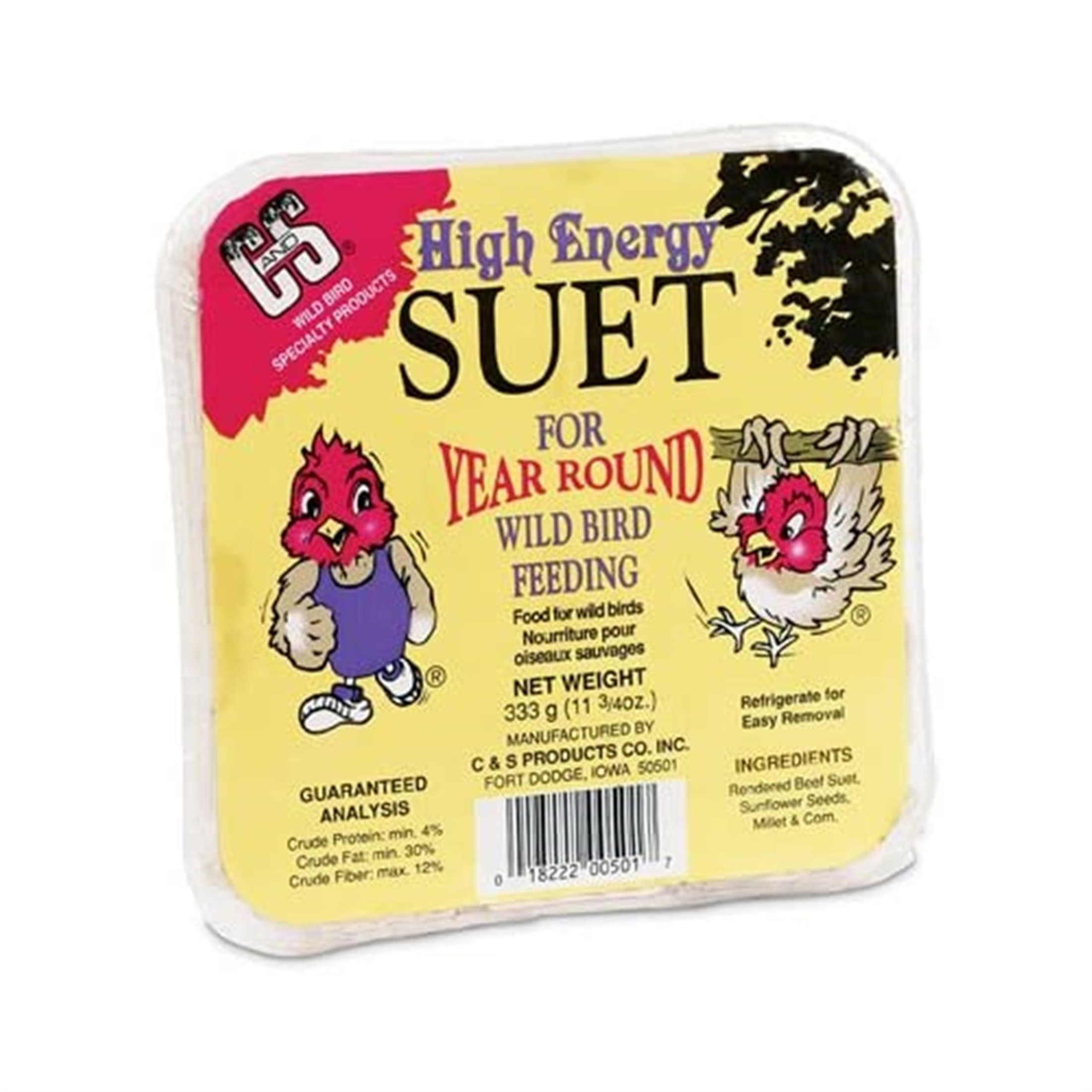 C & S PRODUCTS 12501 Suet Cake, High Energy, 11.75-oz. - Pack of 12 cakes