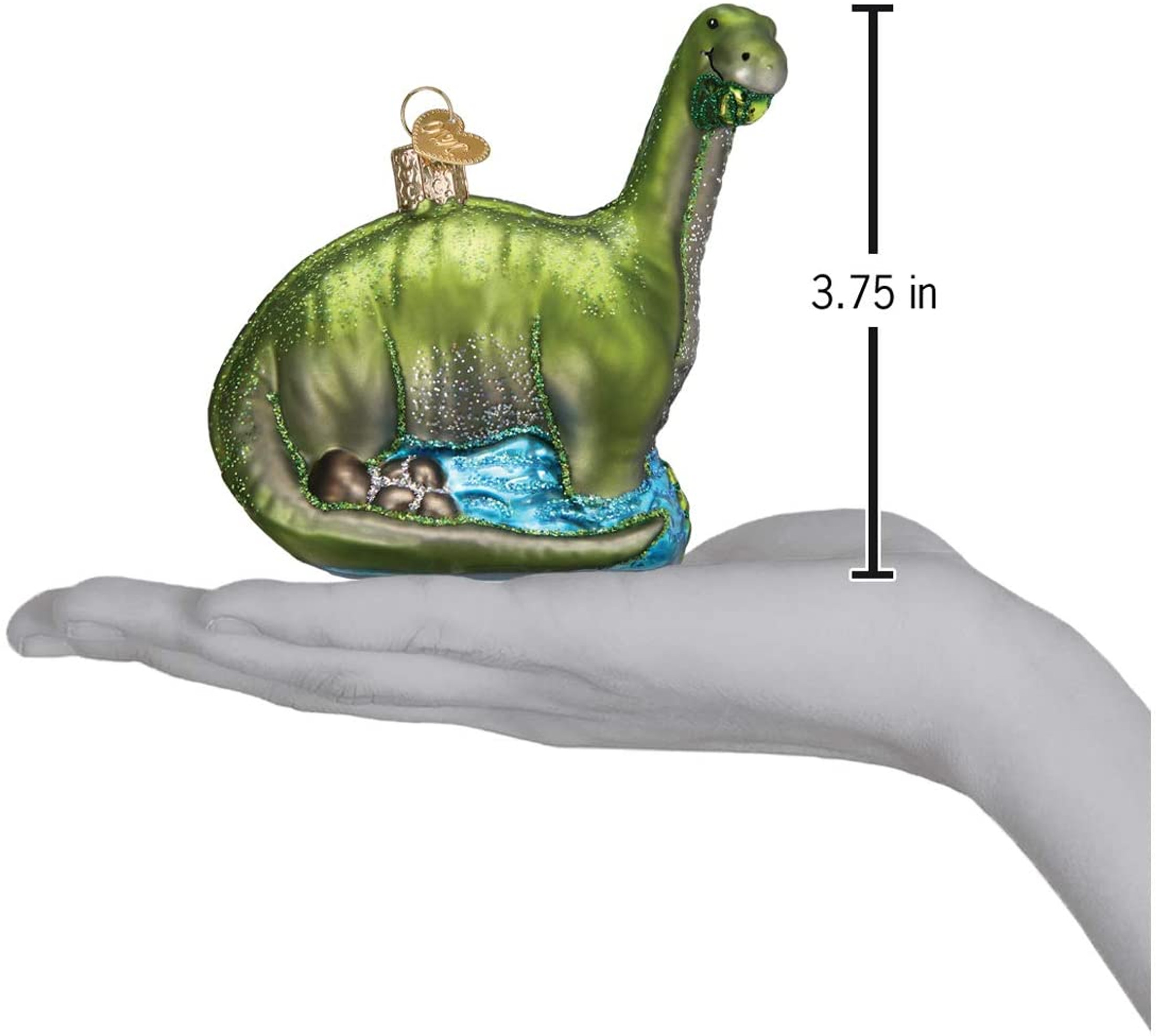 Old World Christmas Glass Blown Ornament, Brontosaurus (With OWC Gift Box)