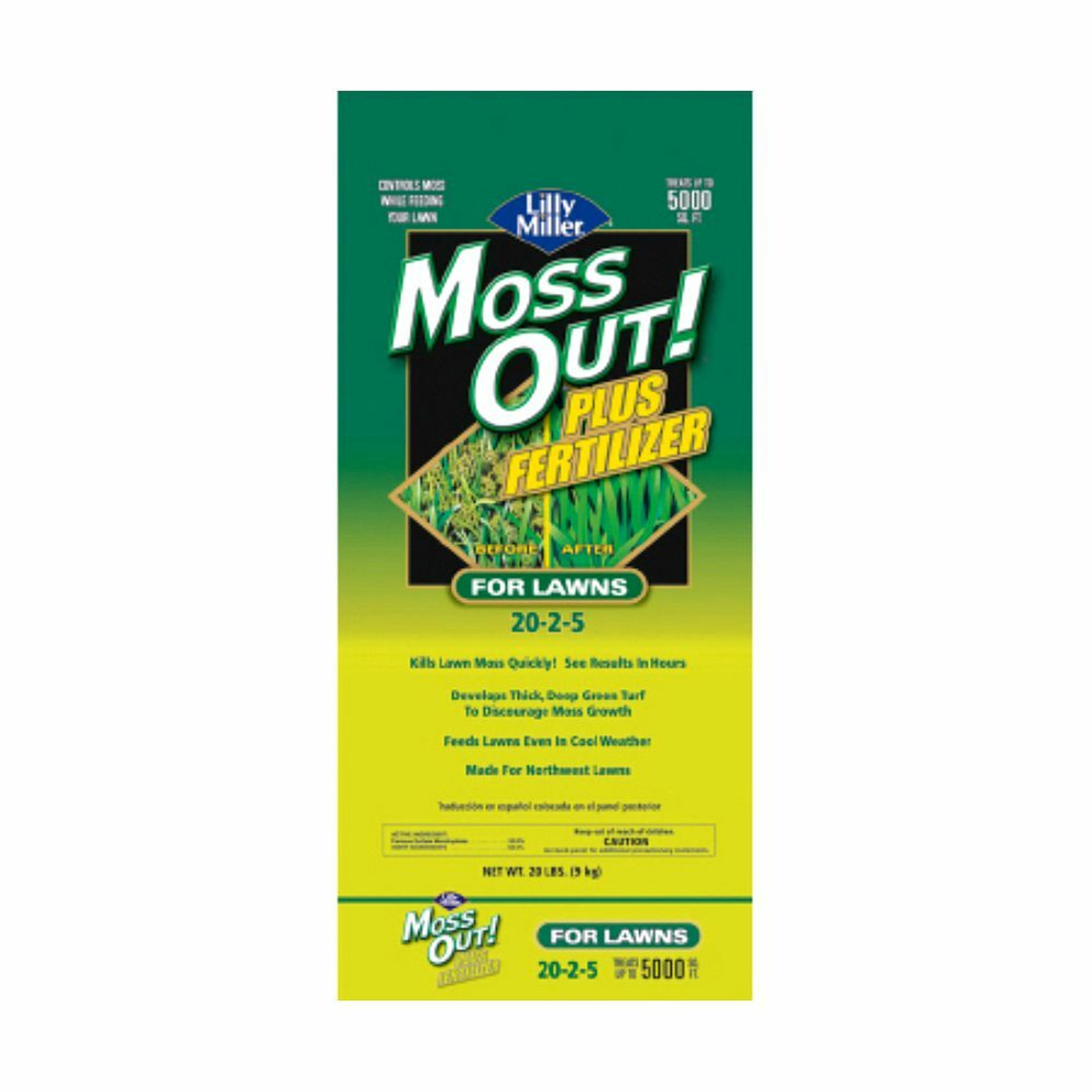 Moss Out! Plus Fertilizer Granules for Lawns 20-2-5