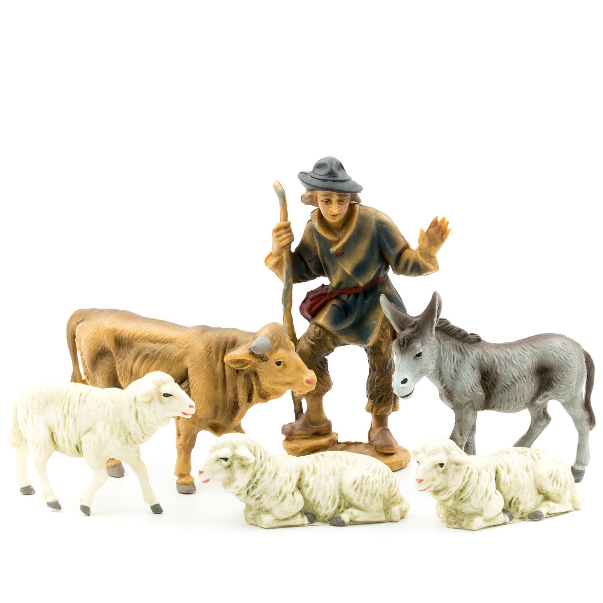 Marolin Manufaktur Plastic Nativity Set – Detailed Hand-Painted Christmas Figures, 4.75" (12 Pieces)