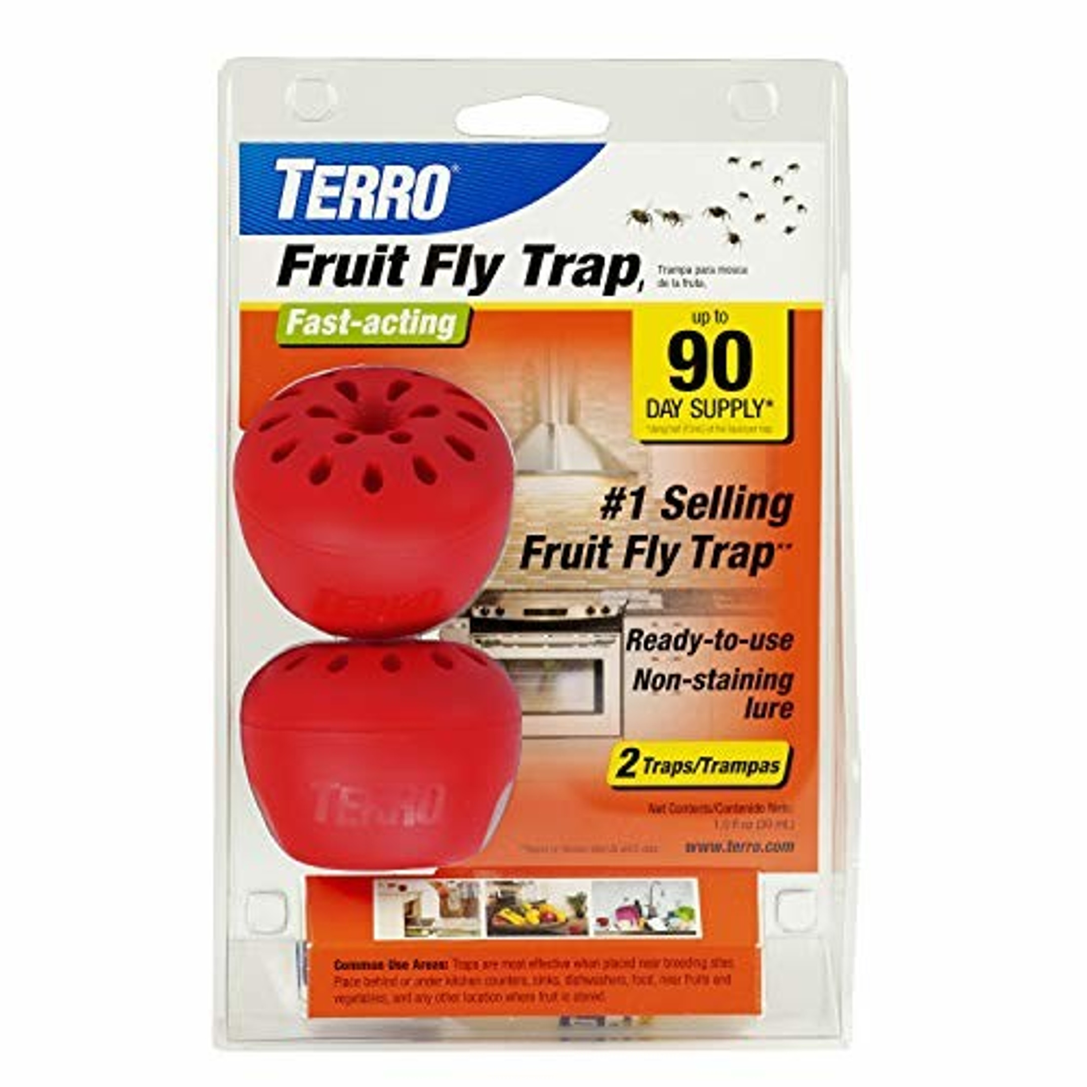 Woodstream TERRO T2502 Fruit Fly Trap, 2 Per Pack