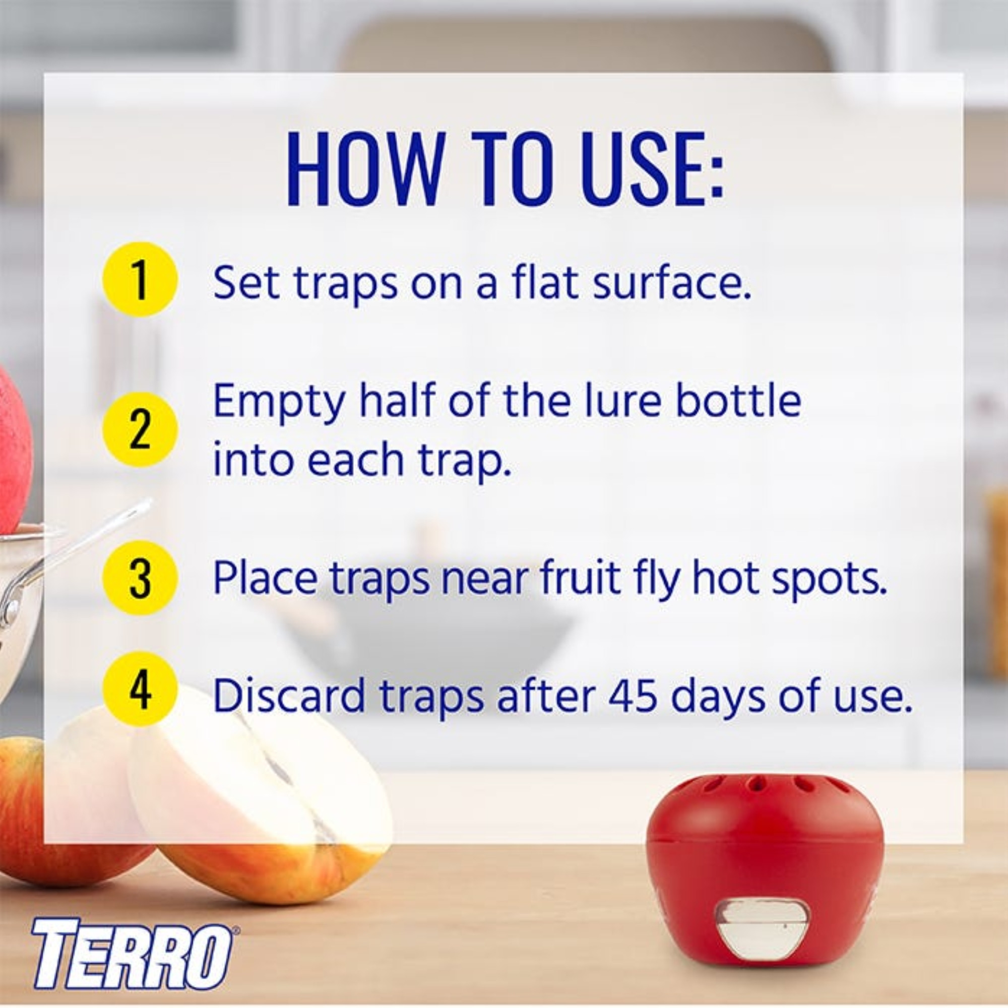 Terro Apple-Shaped Indoor Fruit Fly Lure and Traps – Include 2 Traps