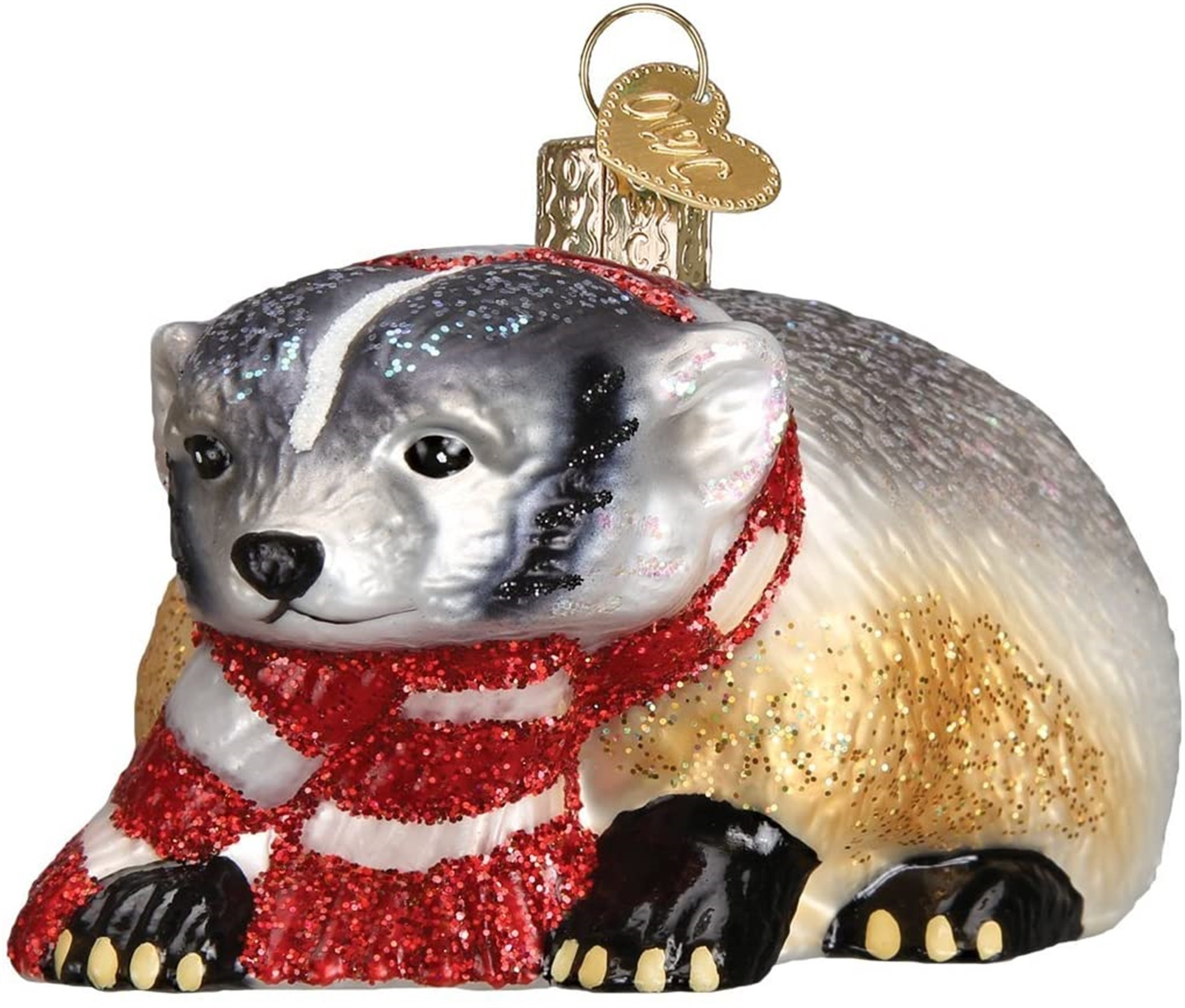Old World Christmas Glass Blown Ornament for Christmas Tree, Badger