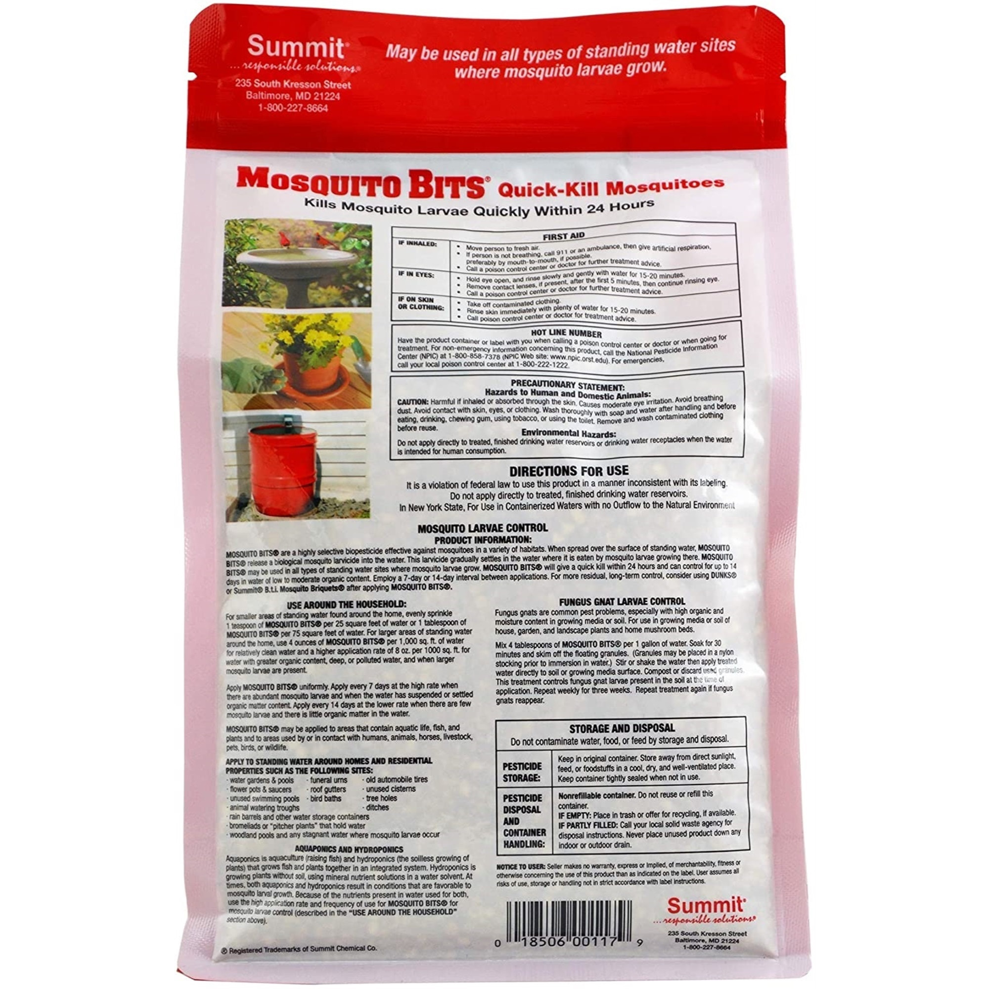 Summit Mosquito Bits Quick-Kill Insecticide for Mosquitoes & Fungus Gnats, 30oz