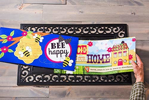 Evergreen Flag Fleur Scroll Durable Sassafras Welcome Mat Tray