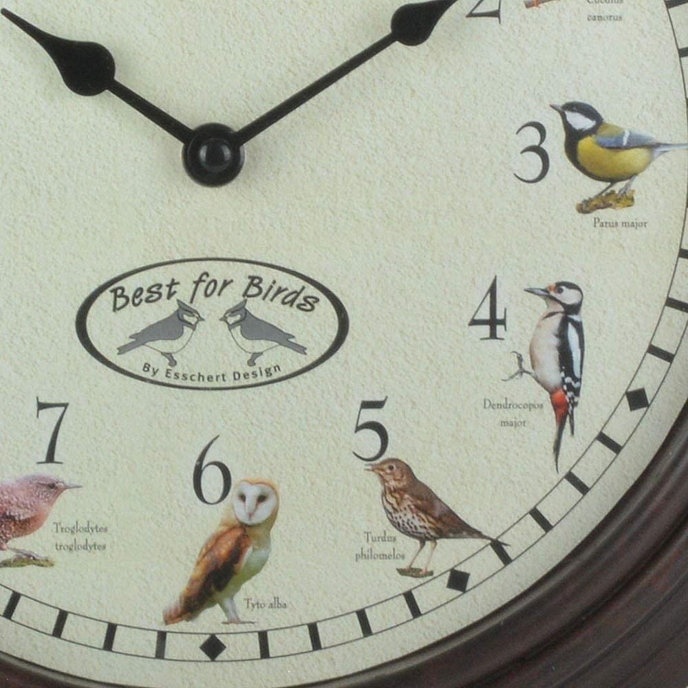 Esschert Design (#FB416) Bird Sounds Clock, Dark Brown