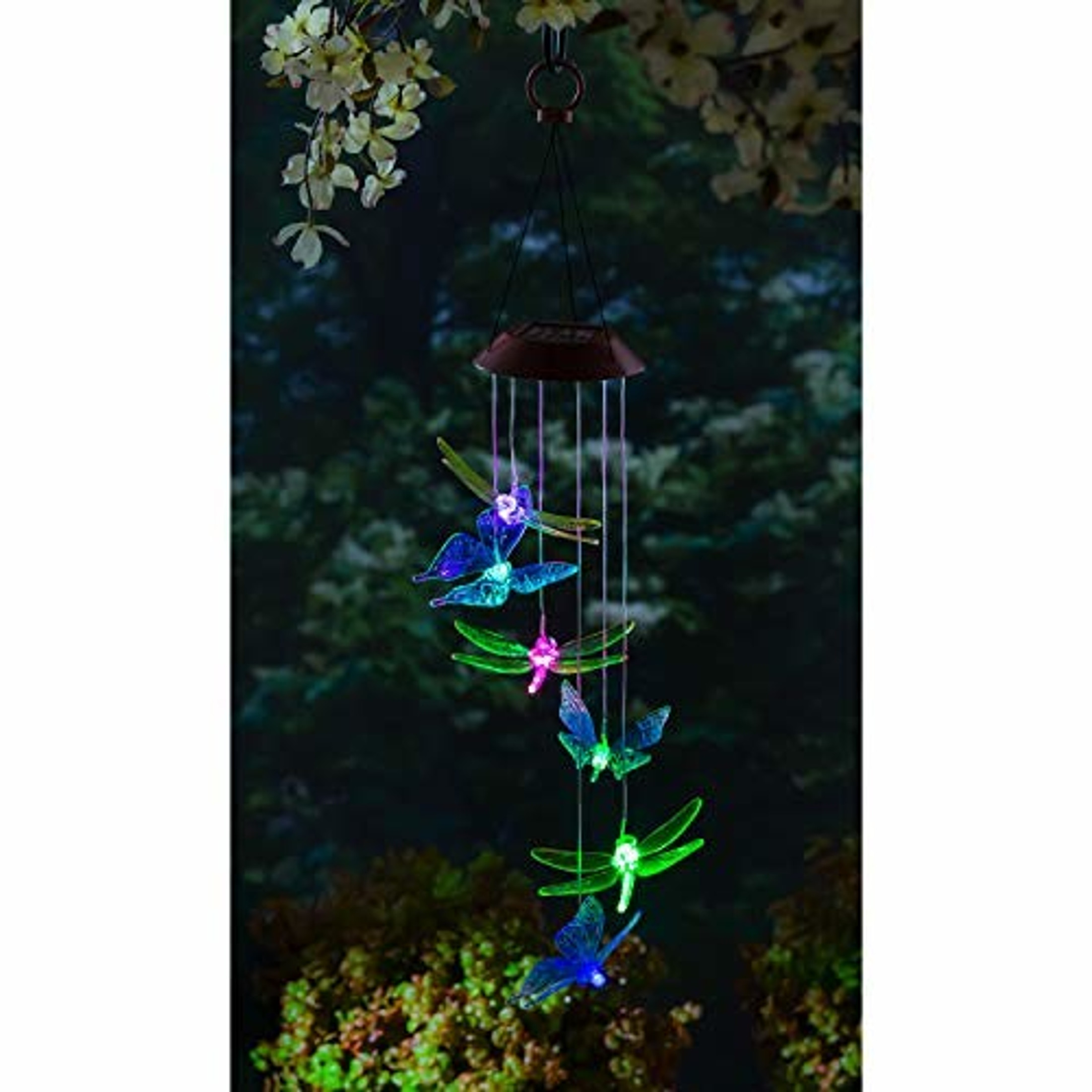 Evergreen Garden Dragonfly and Butterfly Color Changing Solar Mobile