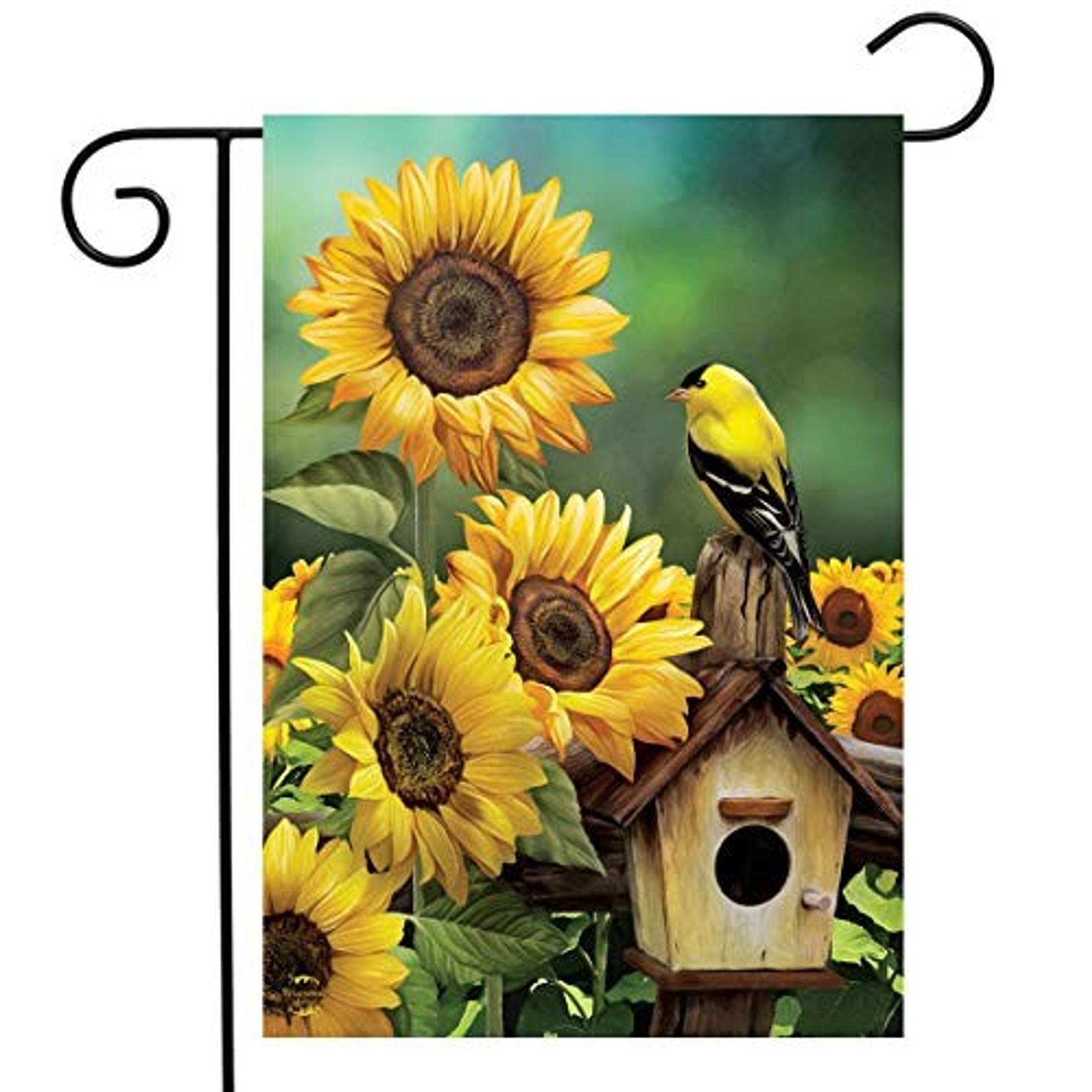 Briarwood Lane Goldfinch and Sunflowers Summer Garden Flag Birdhouse Floral