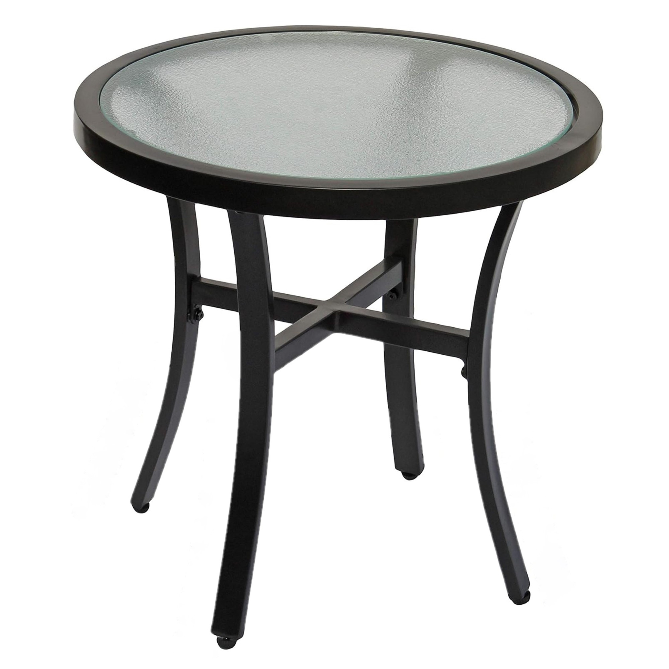 Garden Elements Round Outdoor Patio Accent Table, Aluminum Frame with Tempered Glass Top, Mocha, 20" Garden Elements Round Outdoor Patio Accent Table, Aluminum Frame with Tempered Glass Top, Mocha, 20"