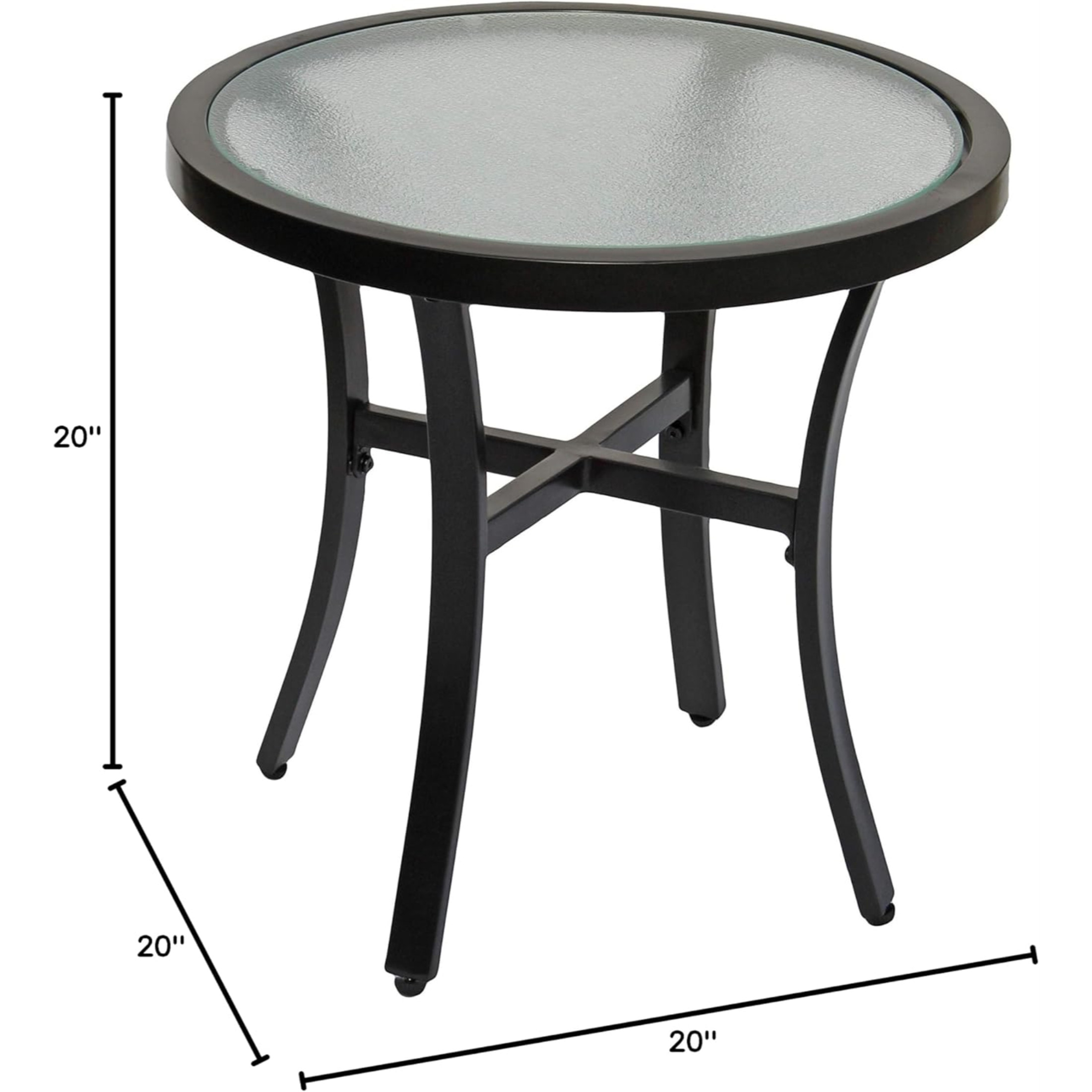 Garden Elements Round Outdoor Patio Accent Table, Aluminum Frame with Tempered Glass Top, Mocha, 20" Garden Elements Round Outdoor Patio Accent Table, Aluminum Frame with Tempered Glass Top, Mocha, 20"