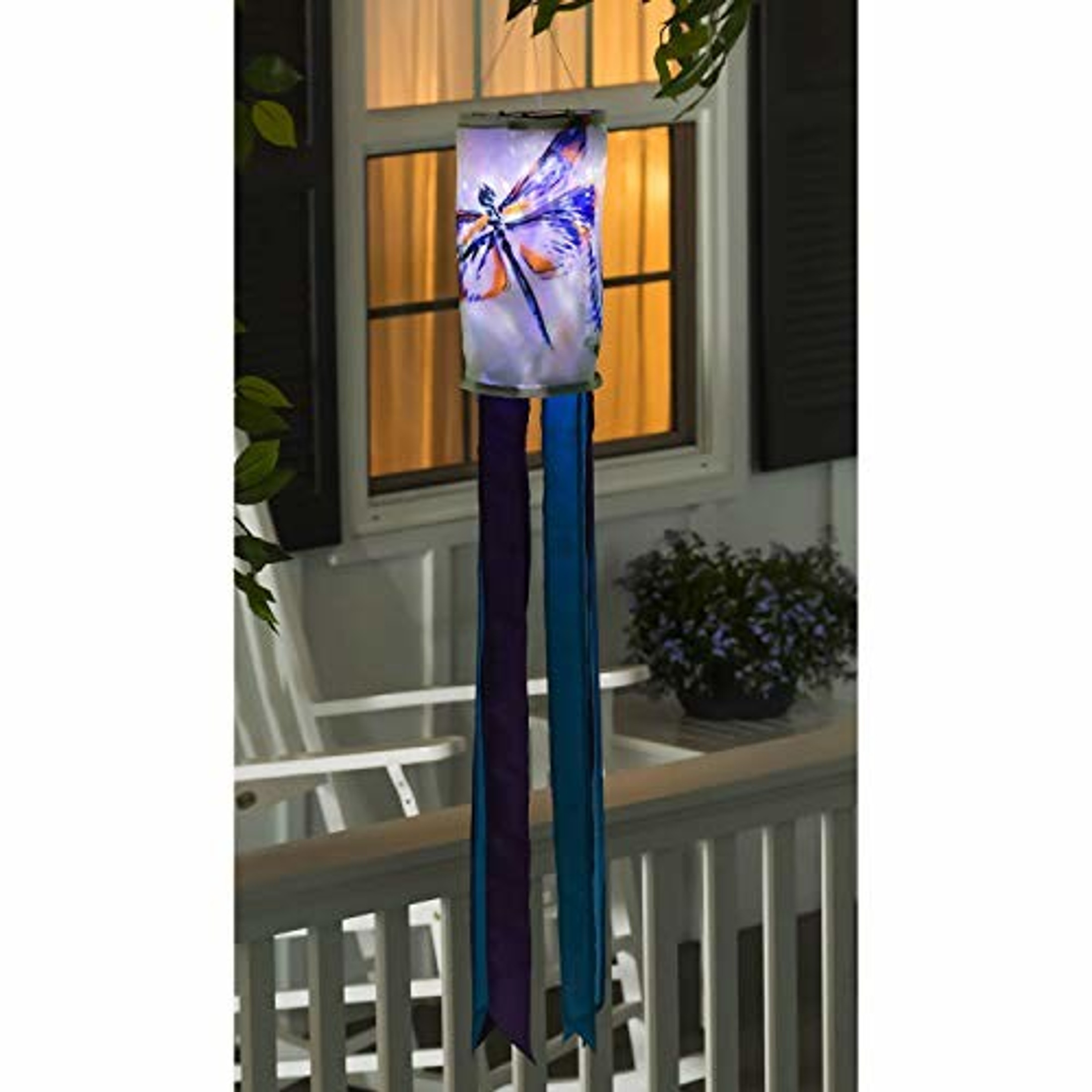 Evergreen Flag Painted Dragonflies Solar Motion Windsock - 6 x 6 x 48 Inches
