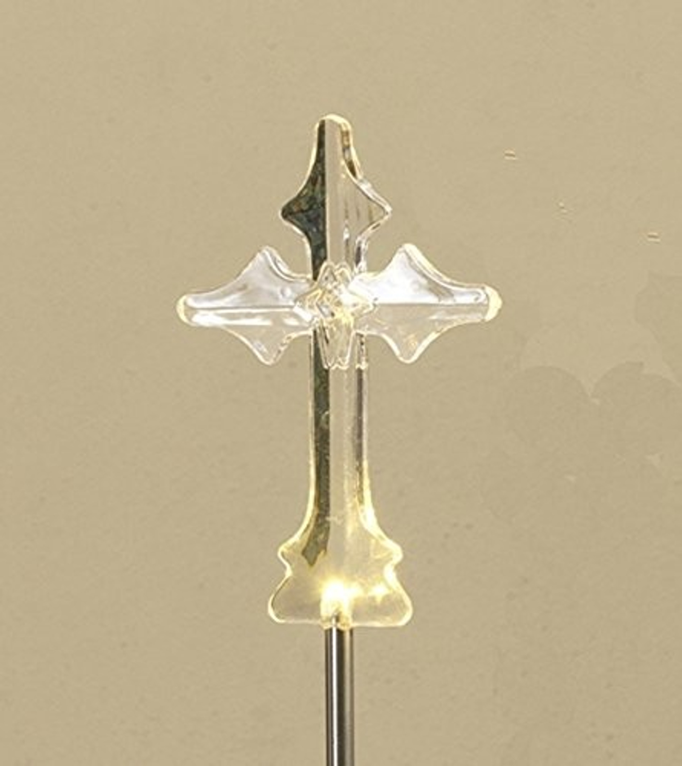 Large 39" Solar Lighted Metal and Acrylic Clear Cross Yard Stake