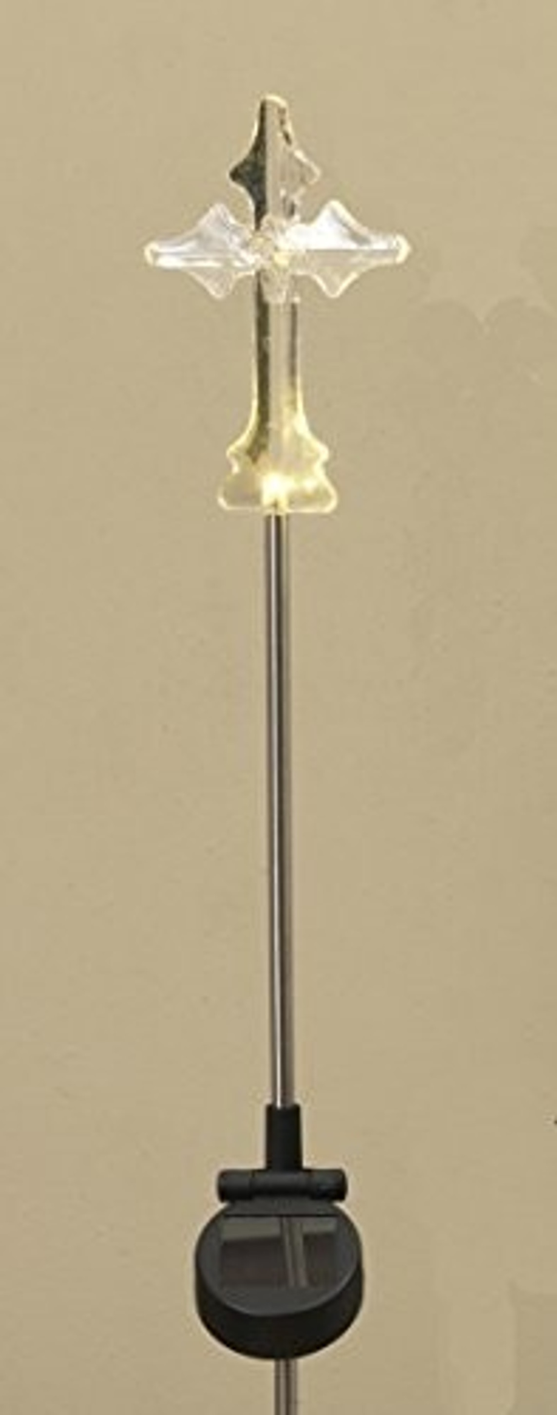 Large 39" Solar Lighted Metal and Acrylic Clear Cross Yard Stake