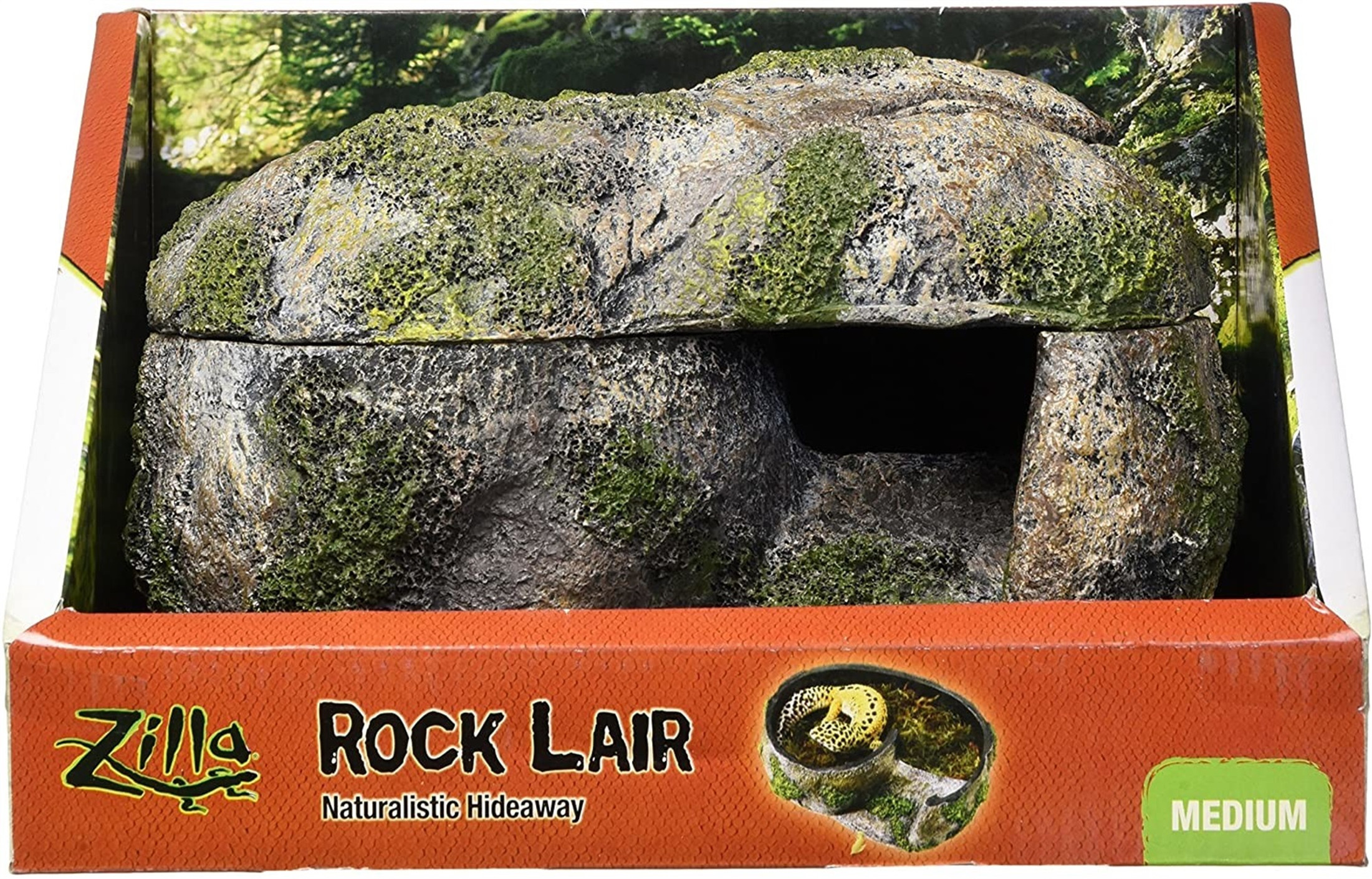 Zilla Naturalistic Hideaway Rock Lair, Size Medium 8.25"L x 5.75"W x 5"H