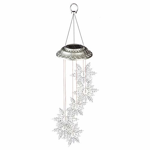 Evergreen Garden Beautiful Decorative Clear Snowflake White Light Solar Mobile