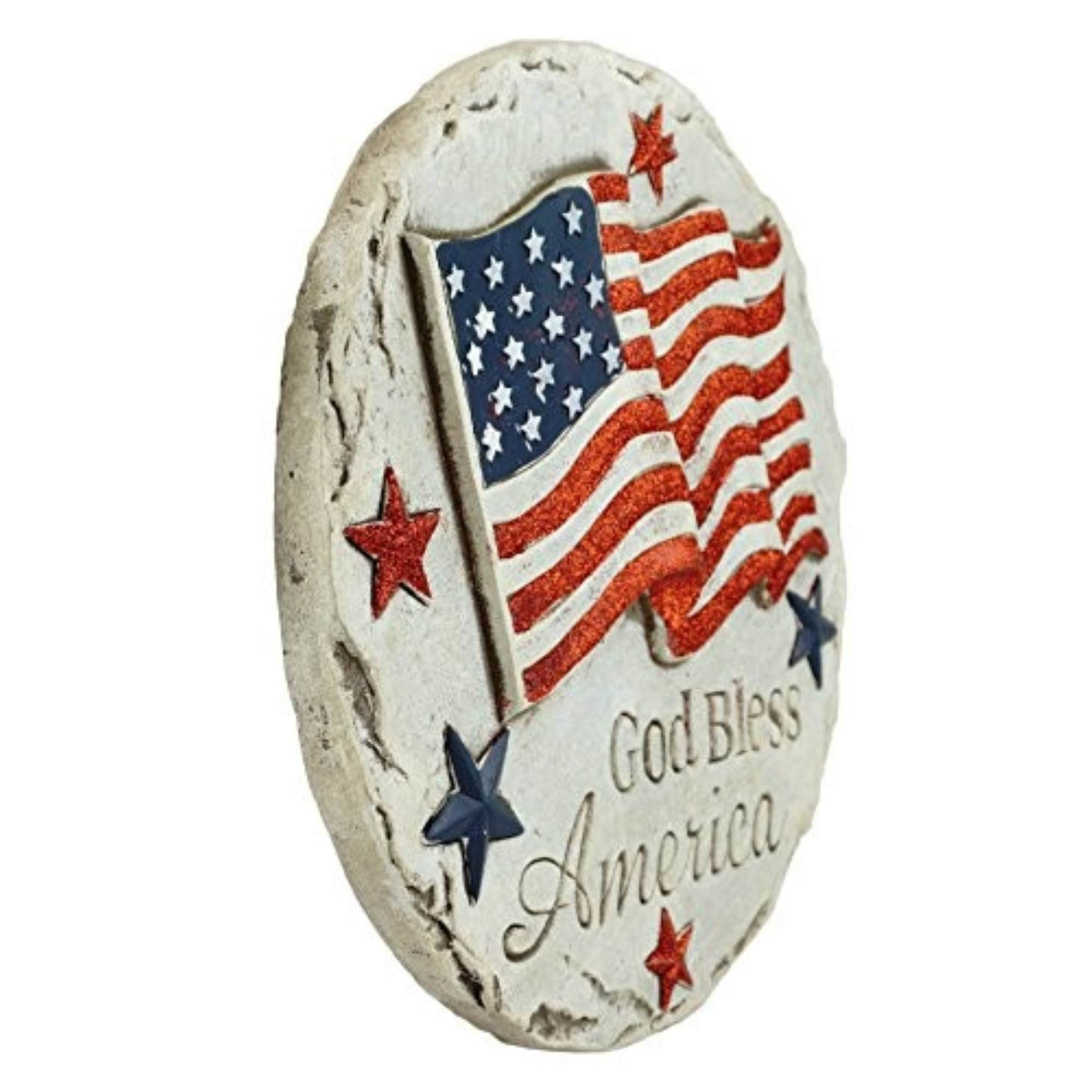 Gerson Resin God Bless America Patriotic Stepping Stone, 12.5 in Diameter