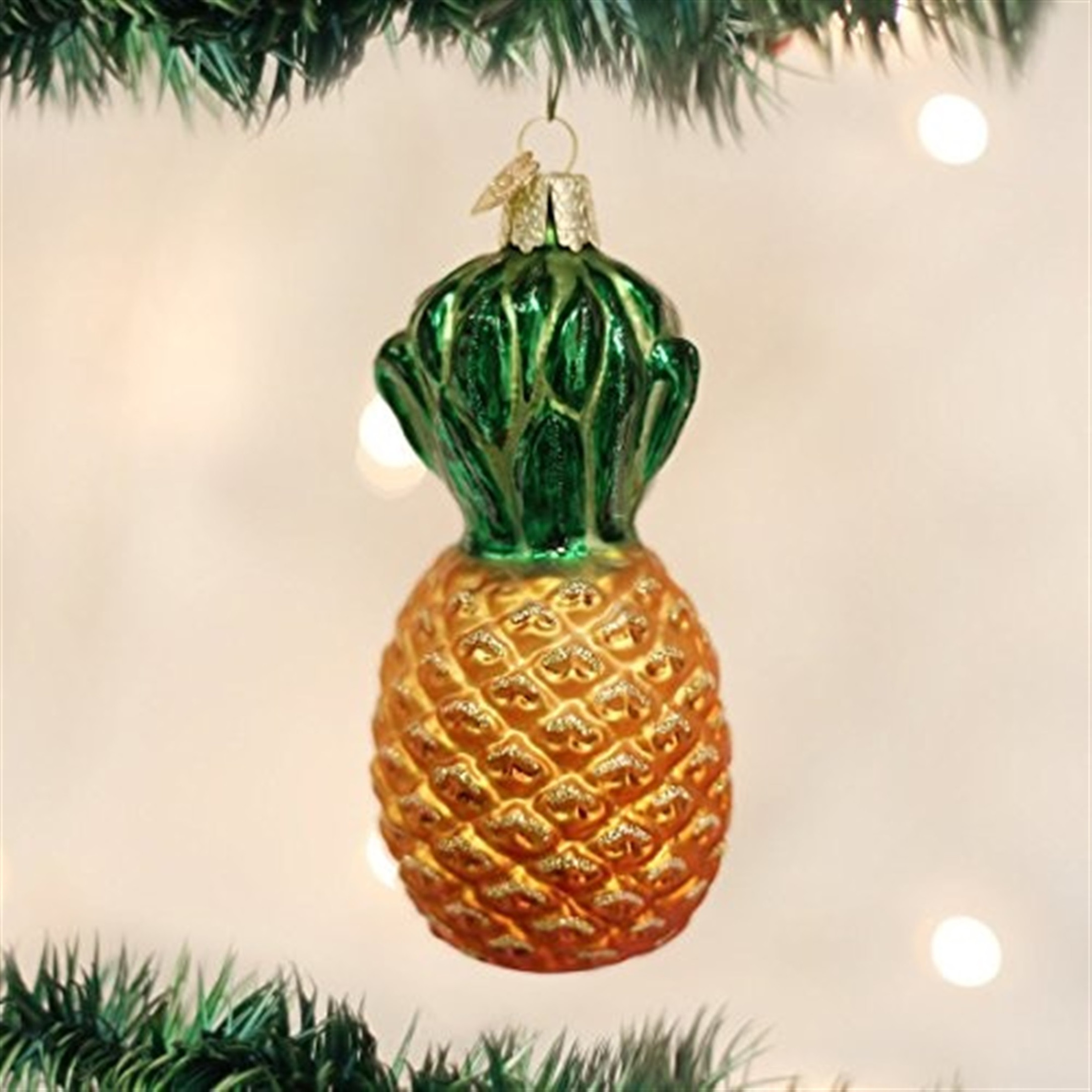 Old World Christmas Glass Blown Ornament, Pineapple (With OWC Gift Box) Old World Christmas Glass Blown Ornament, Pineapple (With OWC Gift Box)