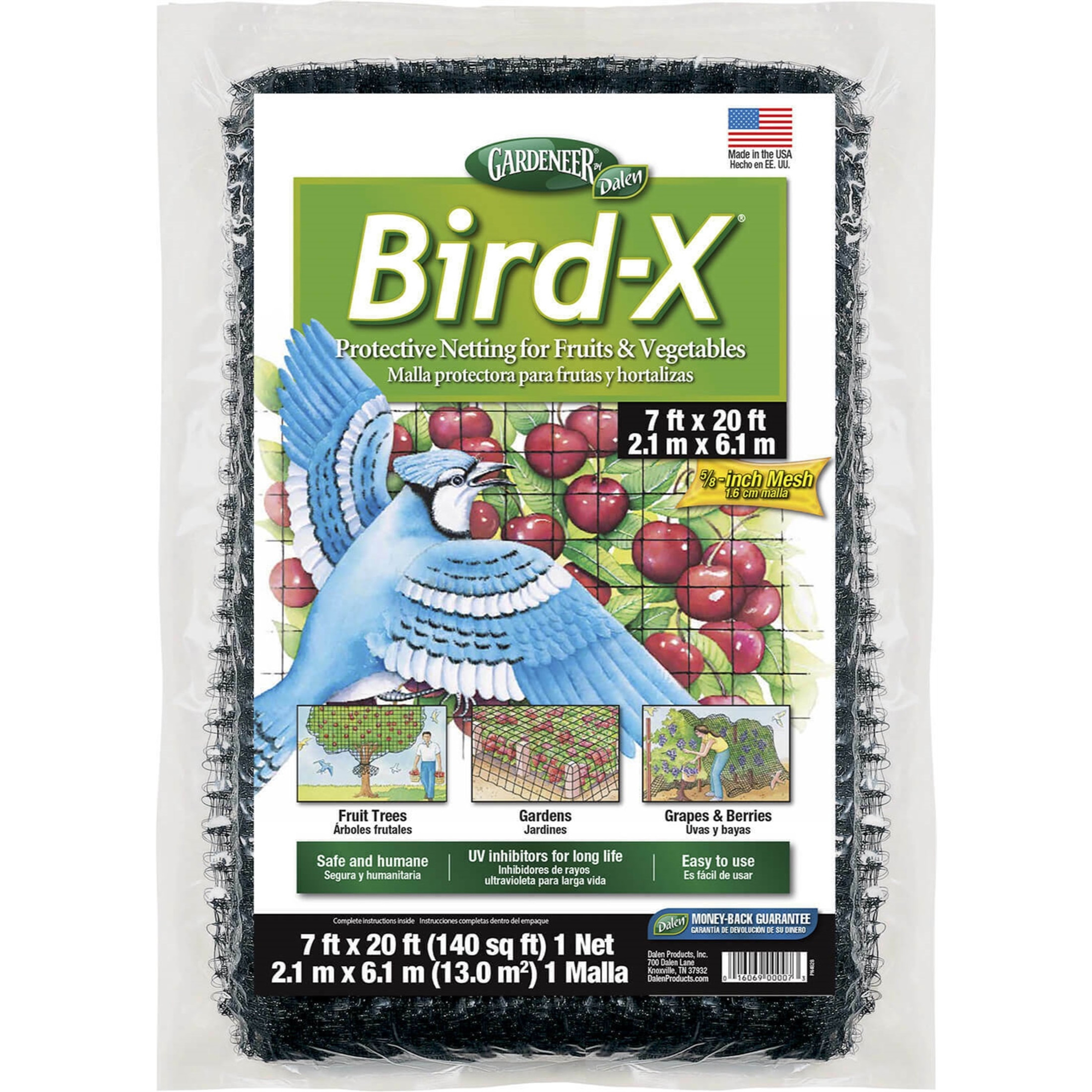 Dalen Bird-X Protective Netting for Fruit & Vegetables, Black, 7' x 20' (5/8 in)