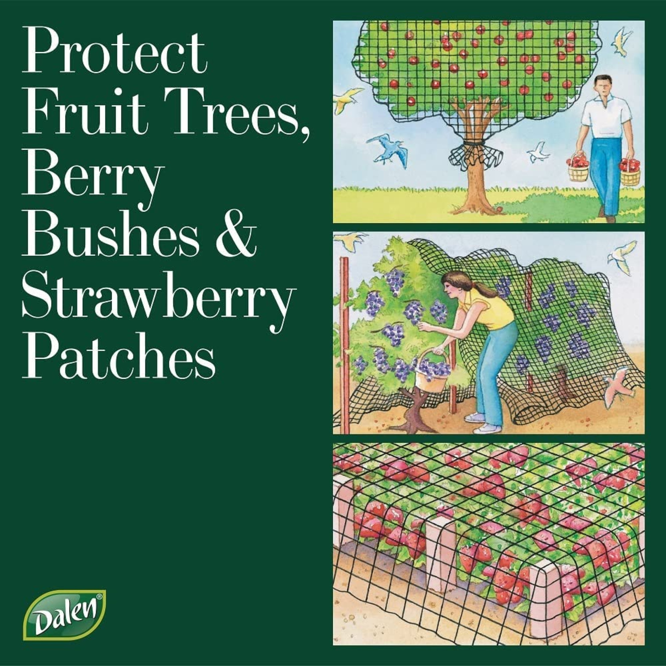 Dalen Bird-X Protective Netting for Fruit & Vegetables, Black, 7' x 20' (5/8 in)