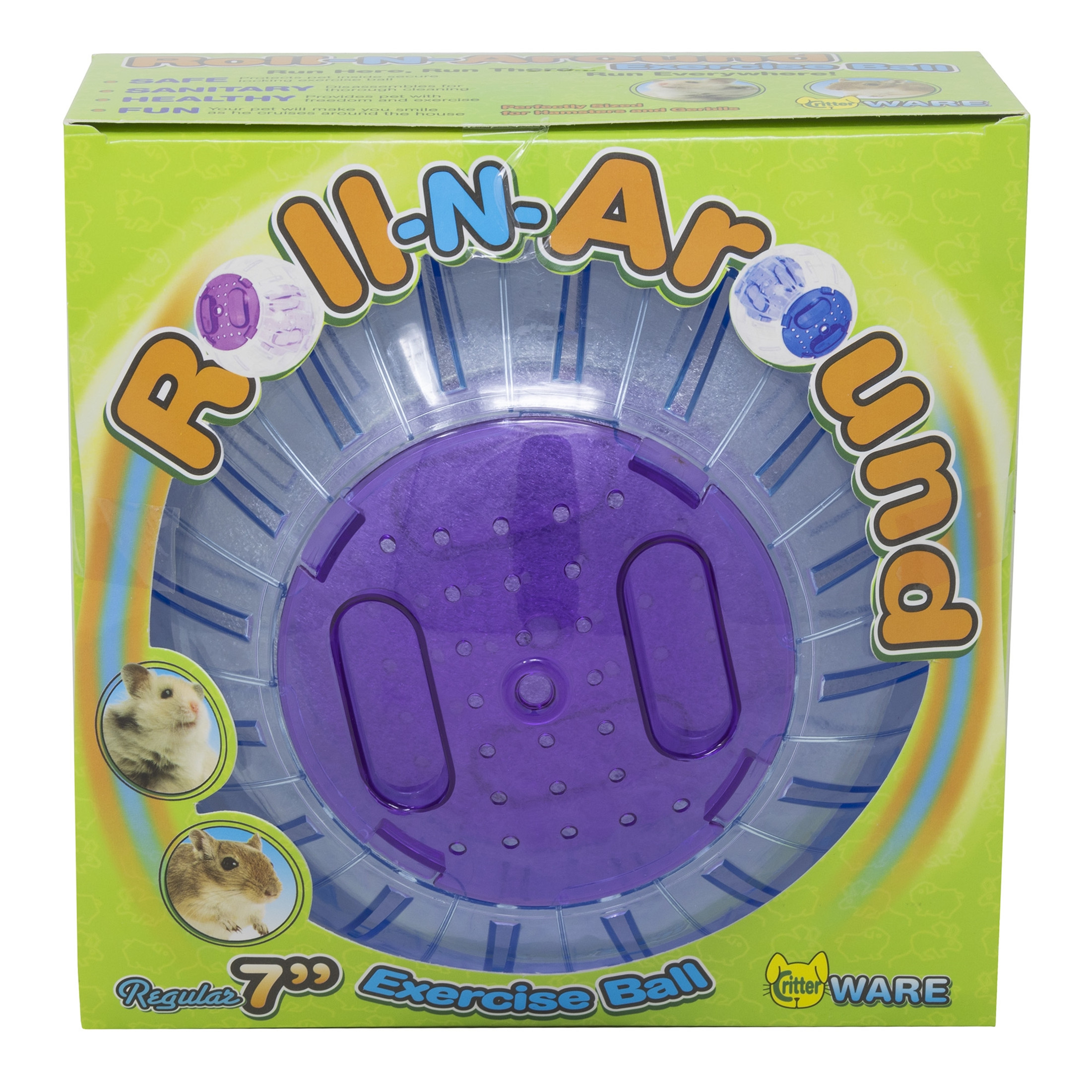 Ware Manufacturing Roll-N-Around Small Animal Exercise Ball, Assorted Colors, 7" (Pack of 1)