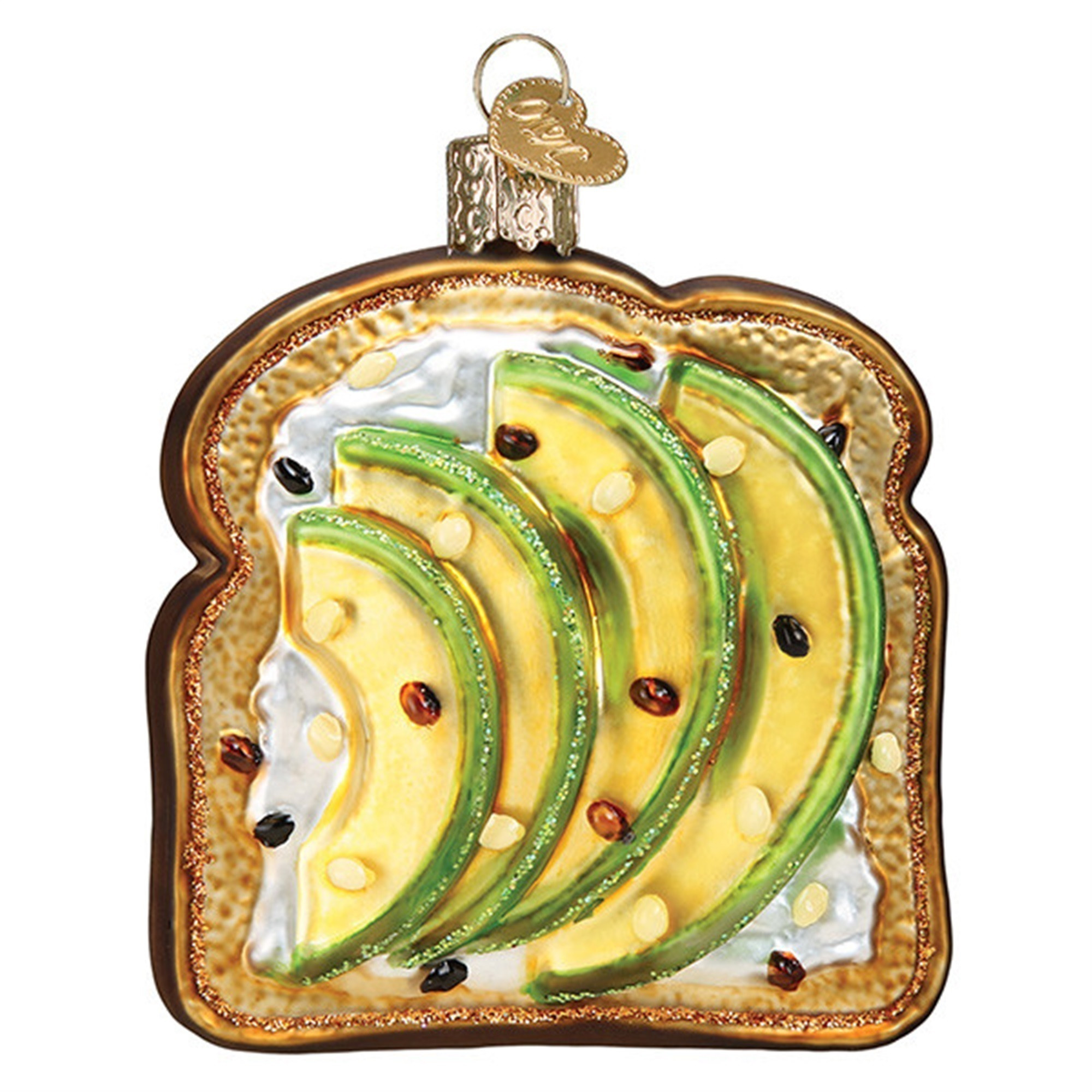 Old World Christmas Glass Blown Ornament for Christmas Tree, Avocado Toast