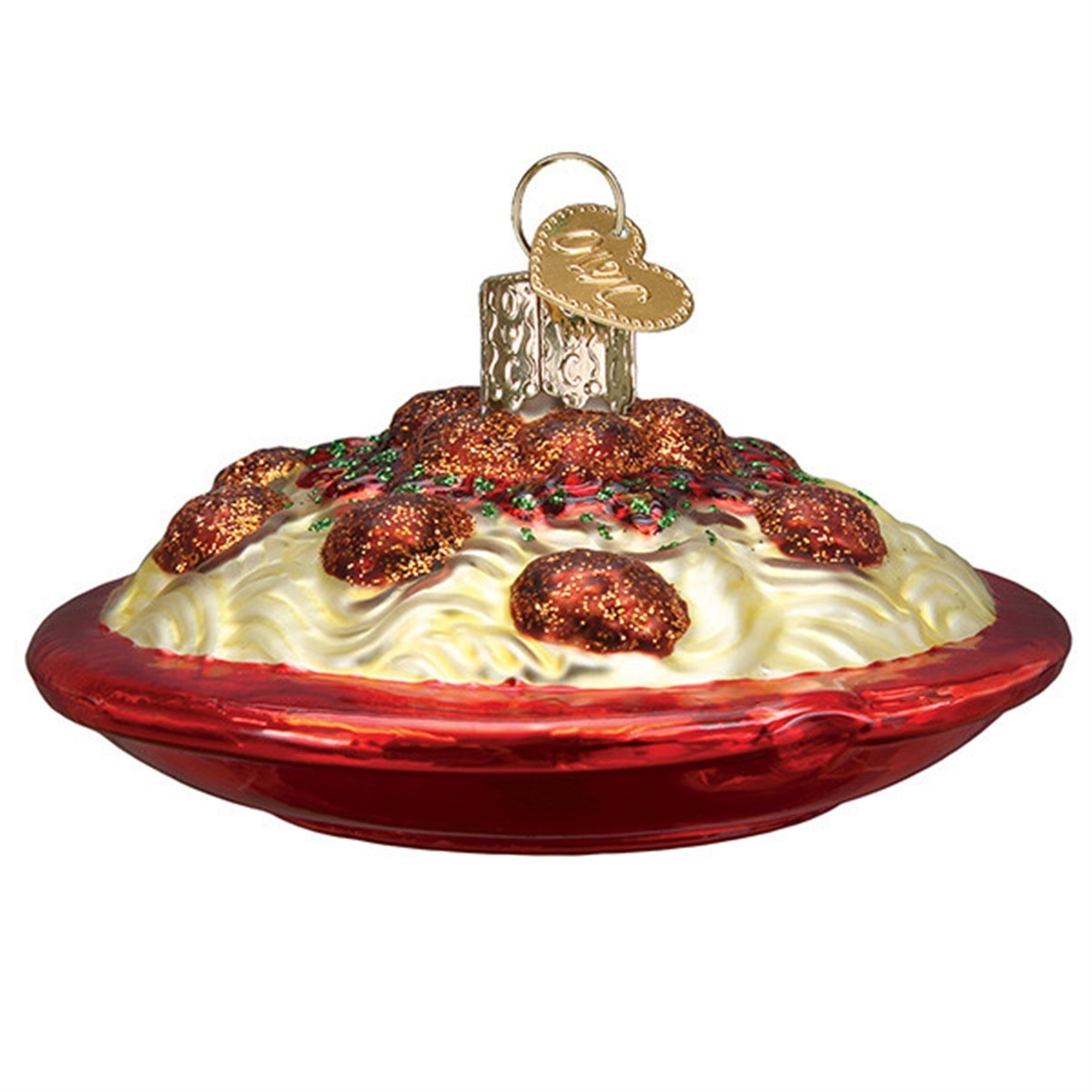 Old World Christmas Blown Glass Ornament for Christmas Tree, Spaghetti and Meatballs