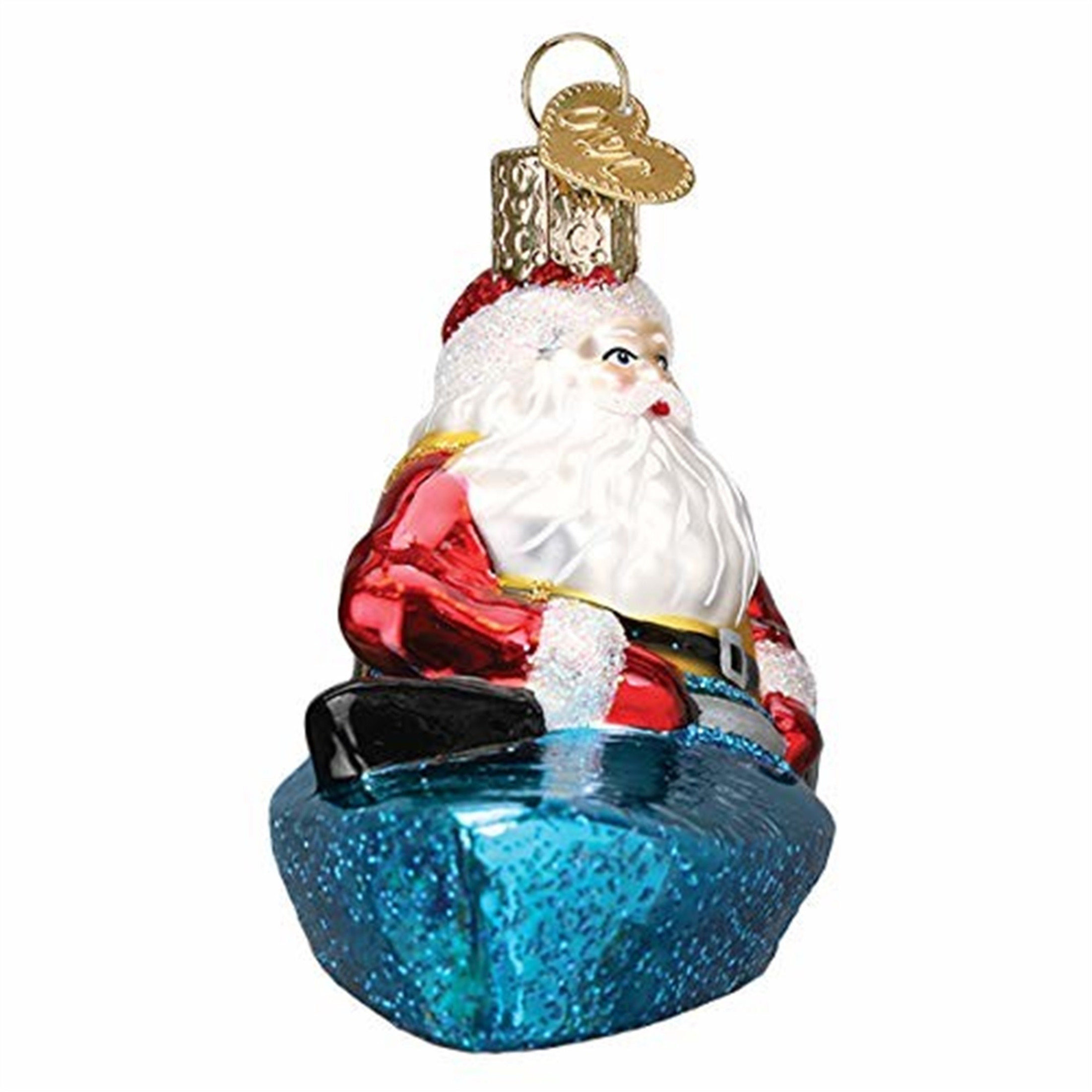 Old World Christmas Glass Blown Ornament, Santa In Kayak (With OWC Gift Box)