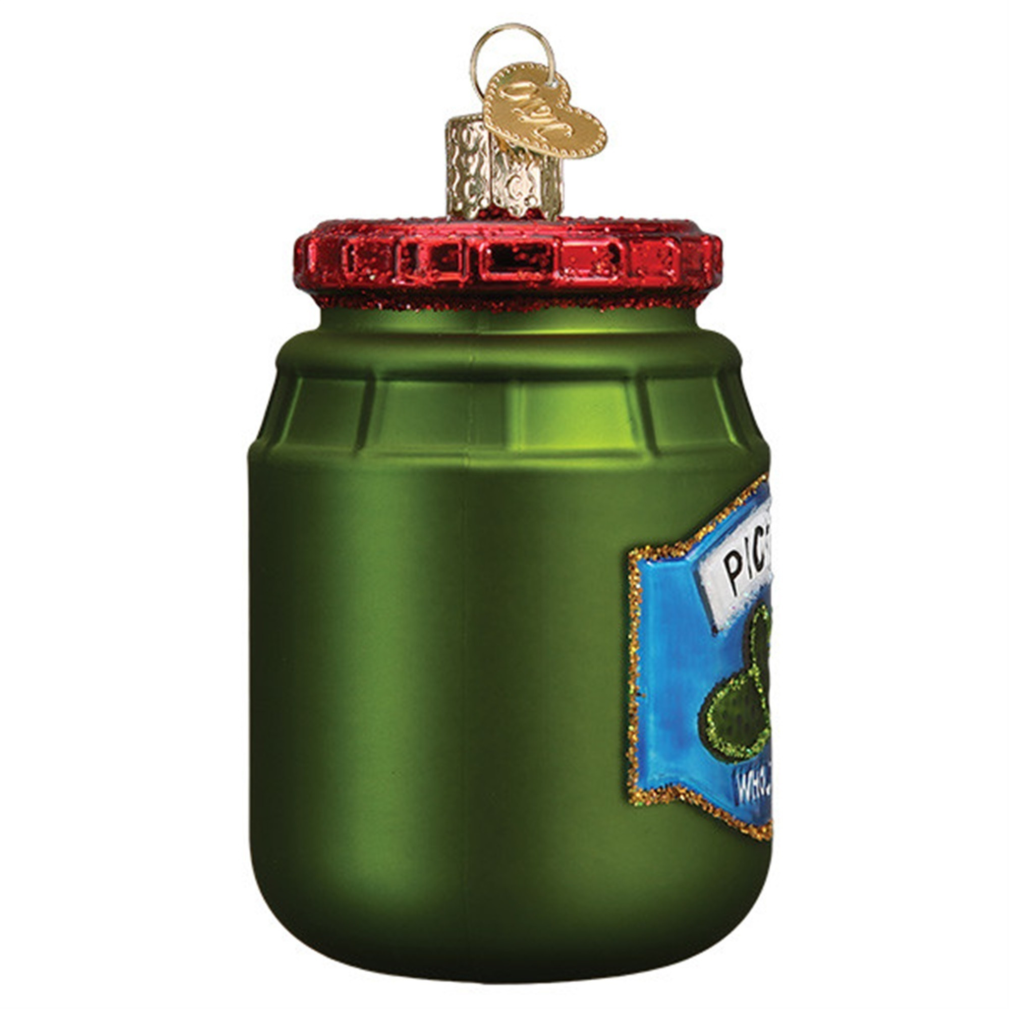 Old World Christmas Glass Blown Ornament for Christmas Tree, Jar Of Pickles