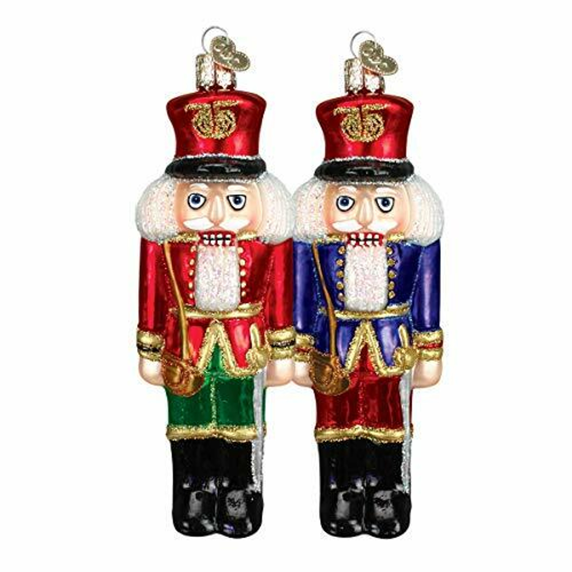 Old World Christmas Glass Blown Ornament with OWC Gift Box, Soldier Nutcracker (Pack of 2)