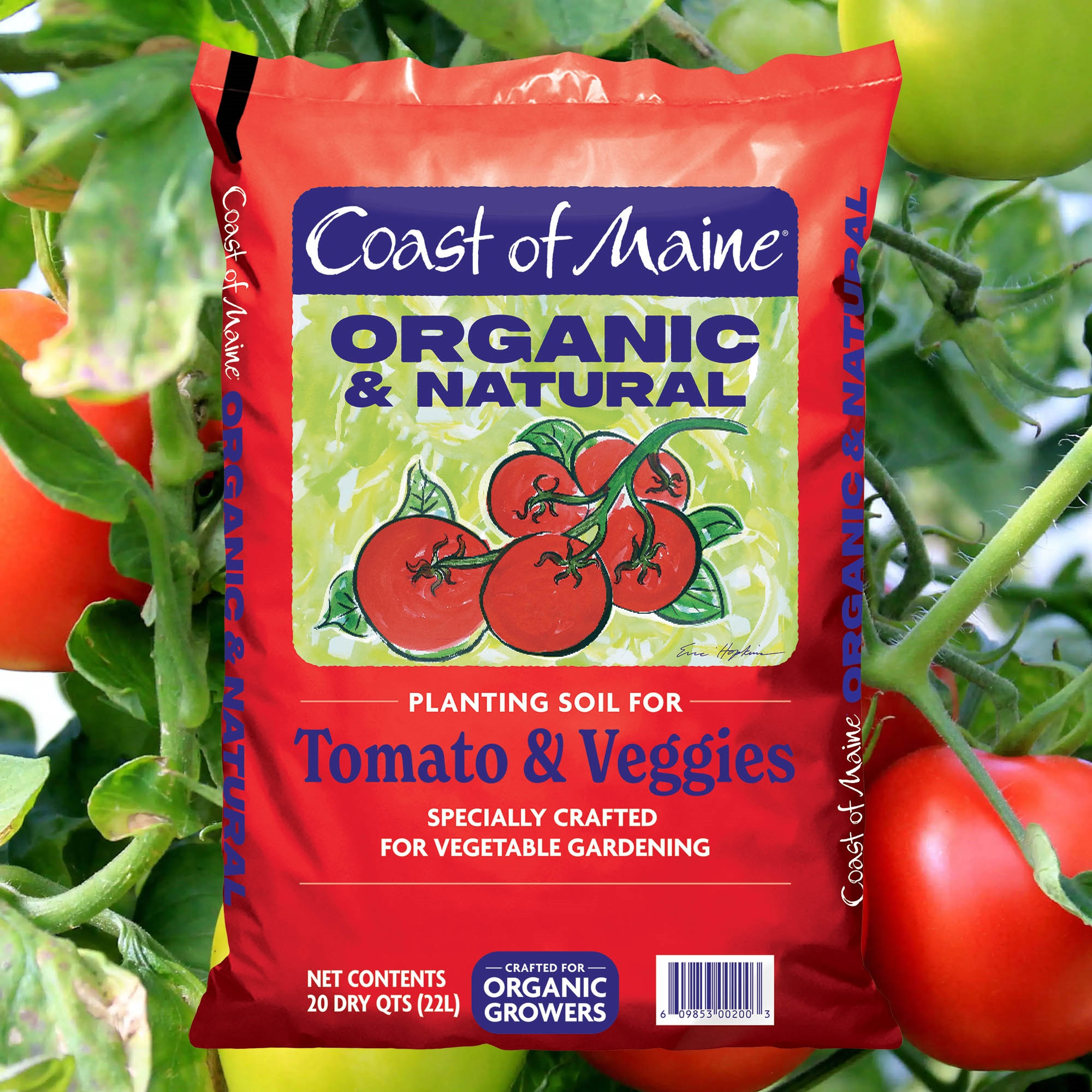 Coast of Maine Tomatoes and Veggies Organic and Natural Planting Soil, Crafted for Vegetable Gardens, 20qt