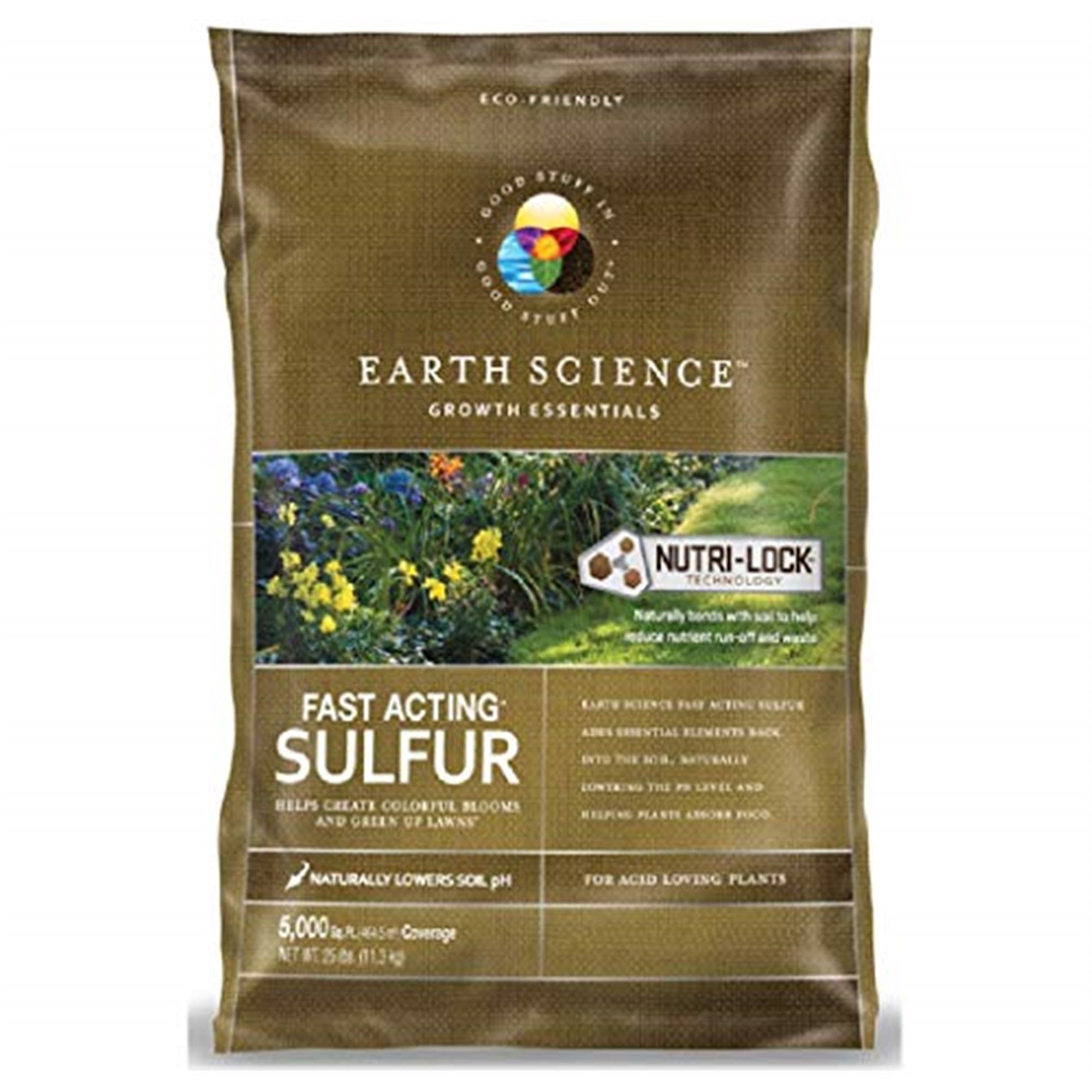Earth Science Fast Acting Sulphur for Acid Loving Plants, 25lbs (Covers 5,000 sq ft)