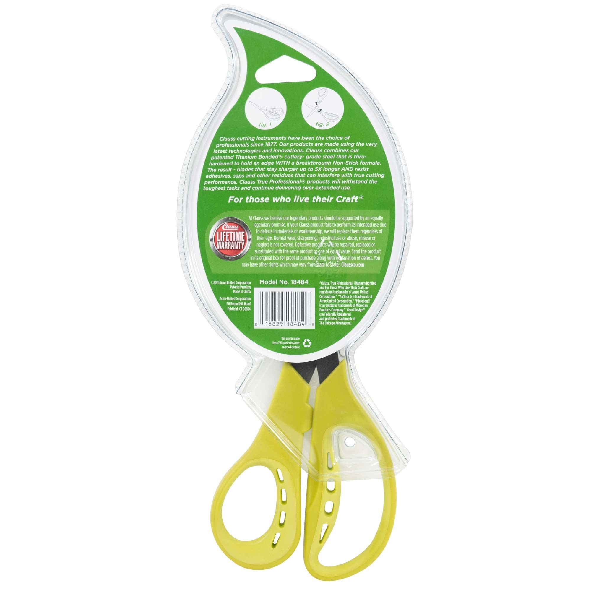 Clauss Airshoc Titanium-Bonded Steel Non Stick Garden Shears, Green
