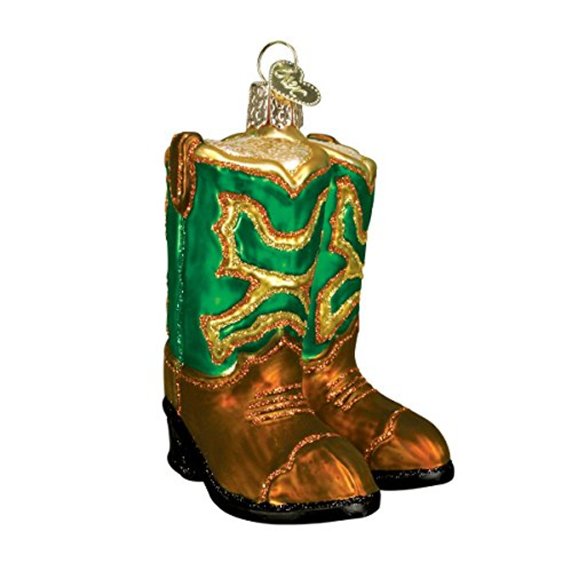 Old World Christmas Glass Blown Ornament, Pair of Cowboy Boots (With OWC Gift Box)