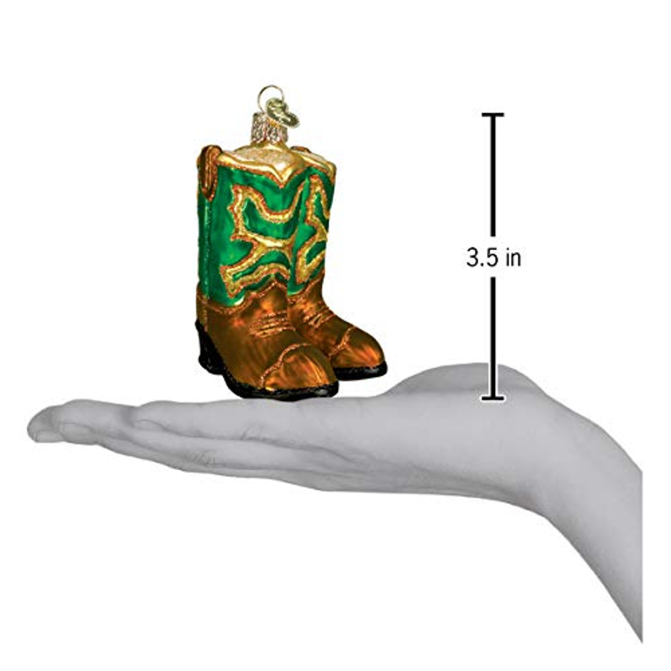 Old World Christmas Glass Blown Ornament, Pair of Cowboy Boots (With OWC Gift Box)