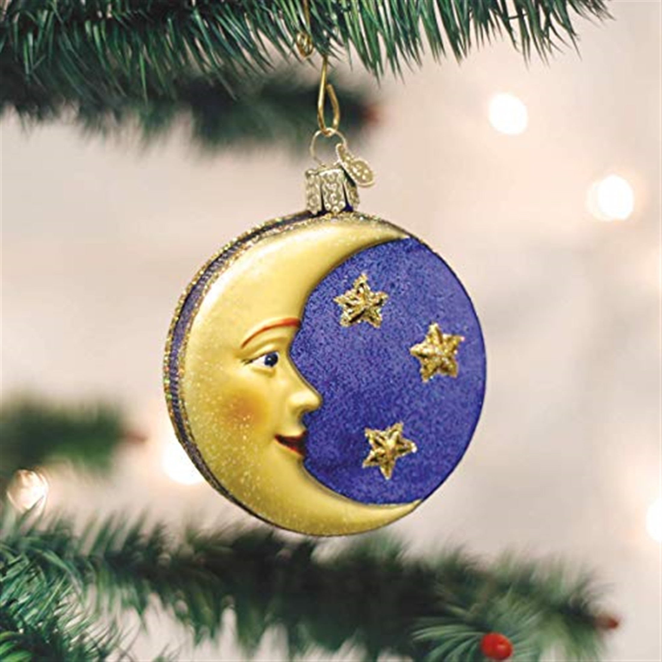 Old World Christmas Glass Blown Ornament for Christmas Tree, Man In The Moon