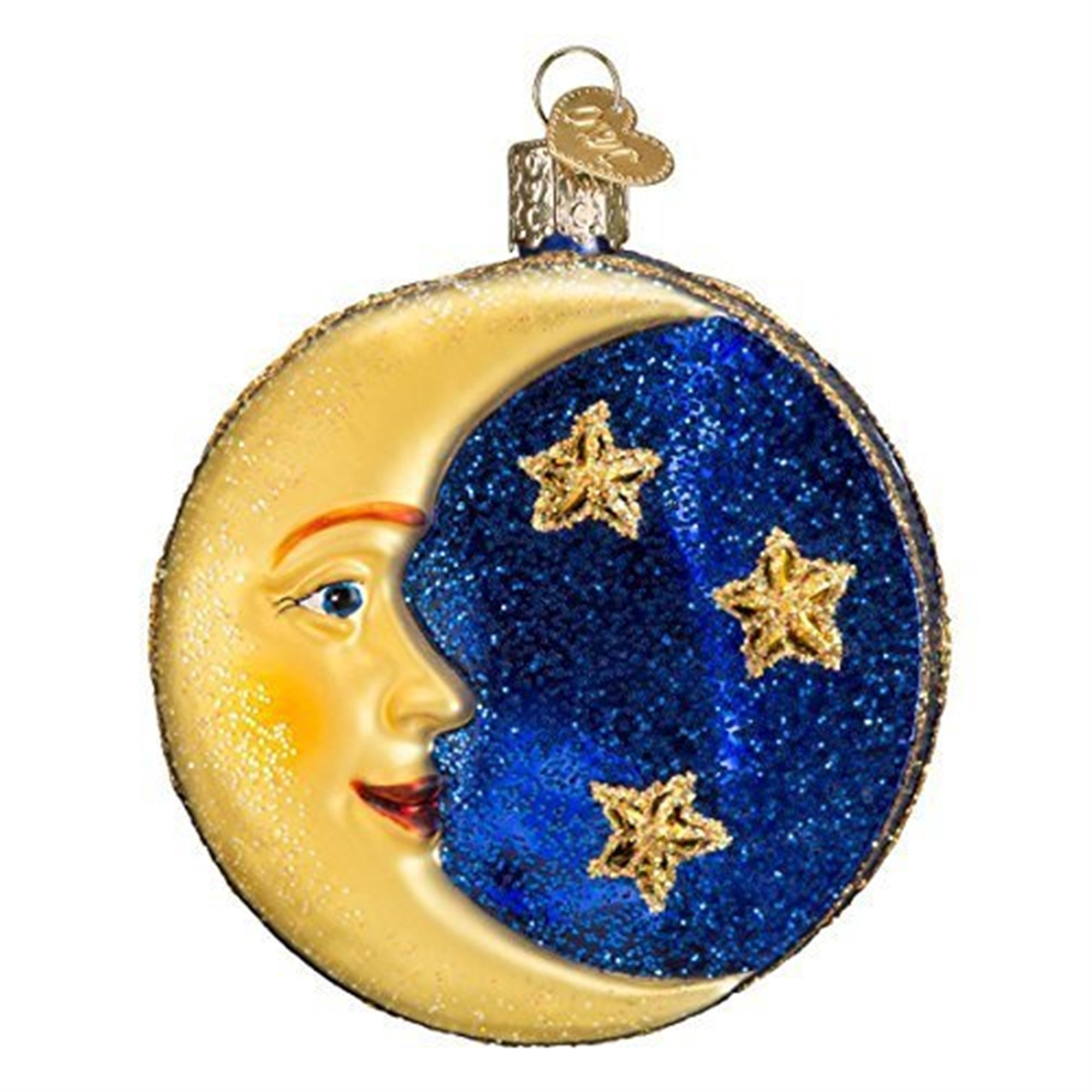 Old World Christmas Glass Blown Ornament for Christmas Tree, Man In The Moon