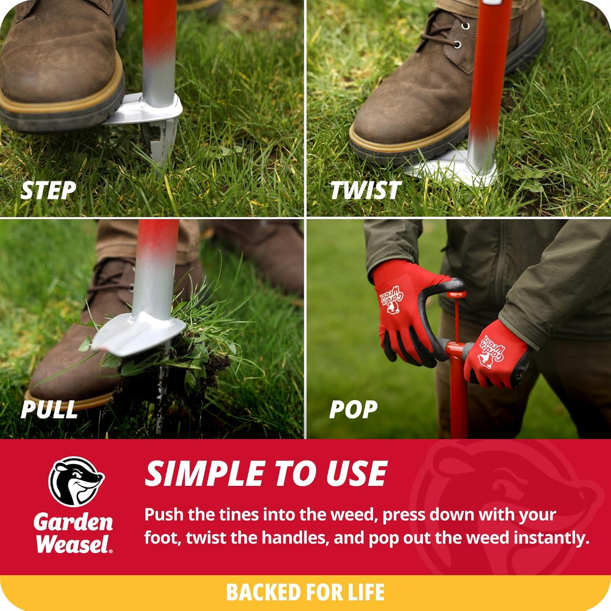 Garden Weasel WeedPopper Spring-Loaded Weed Puller Tool, 38"