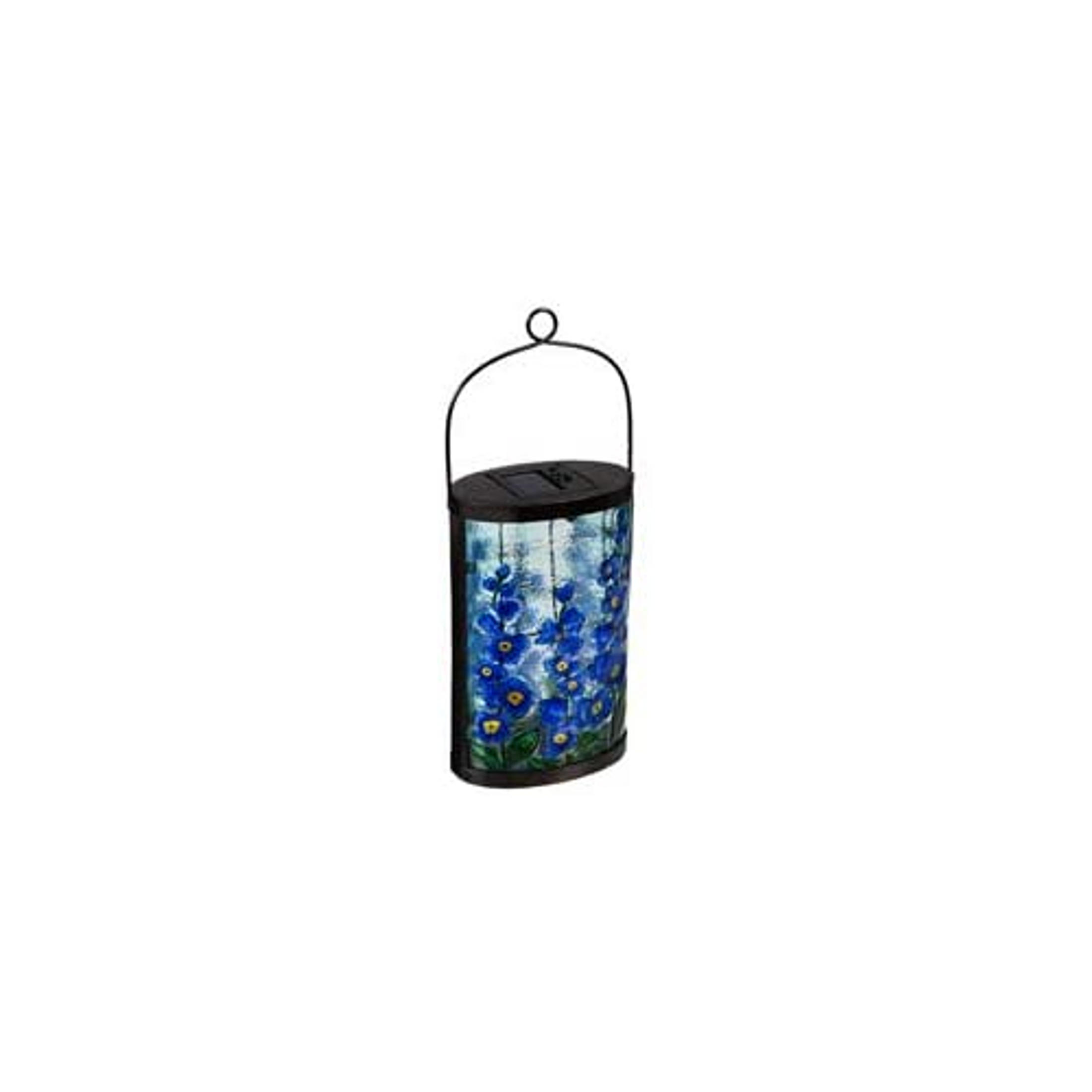 Evergreen Garden Boho Floral Oval Solar Glass Lanterns, Set of 2
